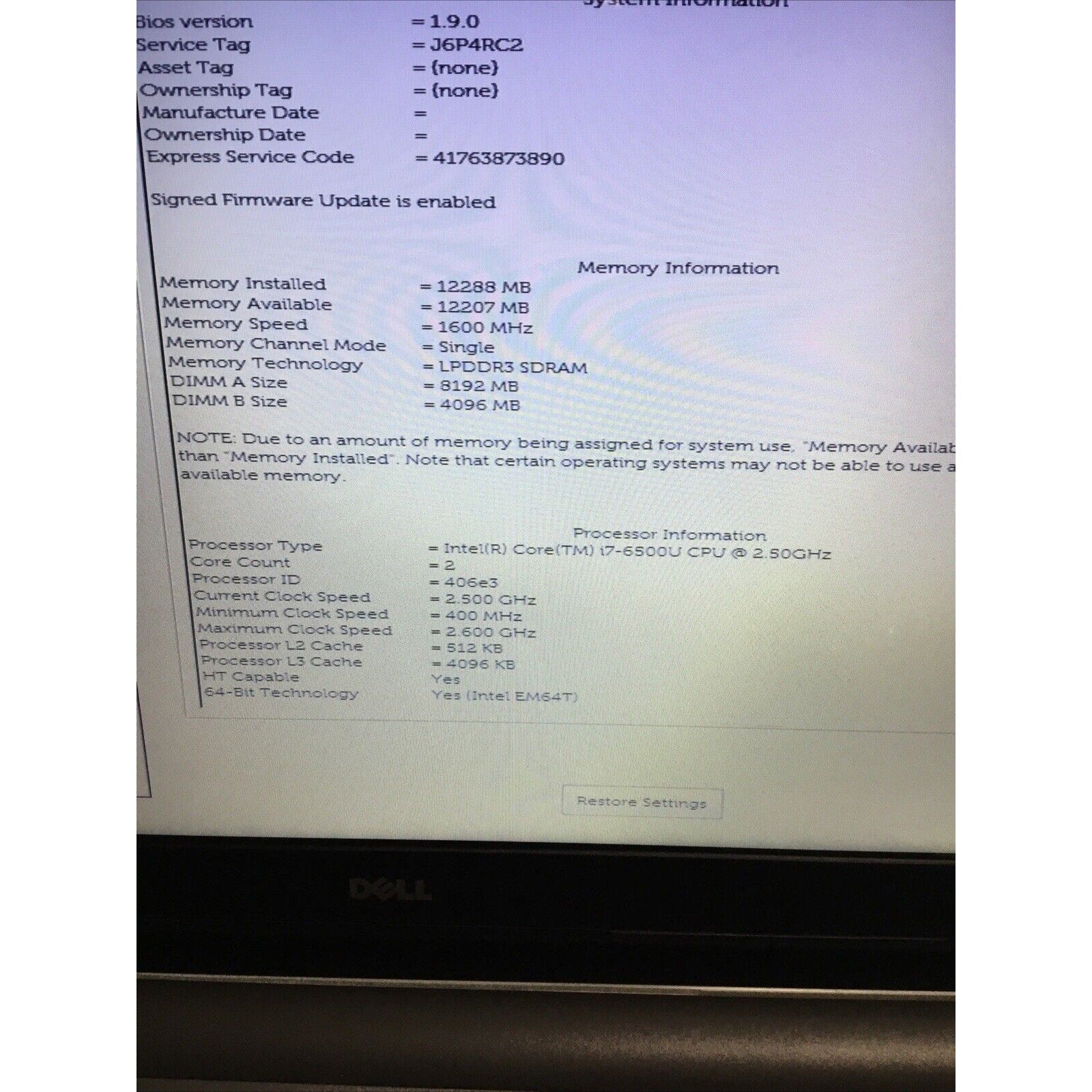 Dell Inspiron 5559 15.6" FOR PARTS or REPAIR