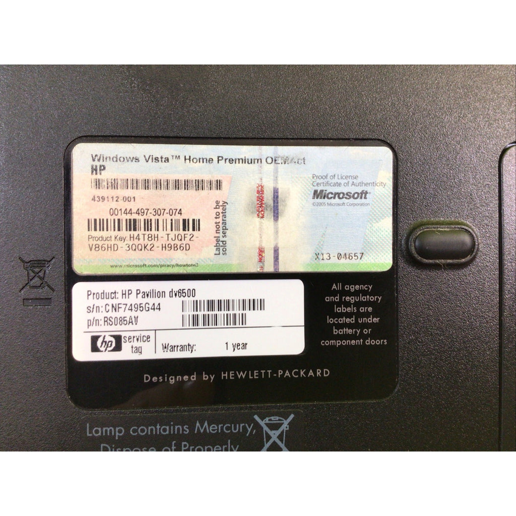 HP Pavilion dv6500 AMD Athlon 64 X2 2GB RAM NO HDD FOR PARTS or REPAIR
