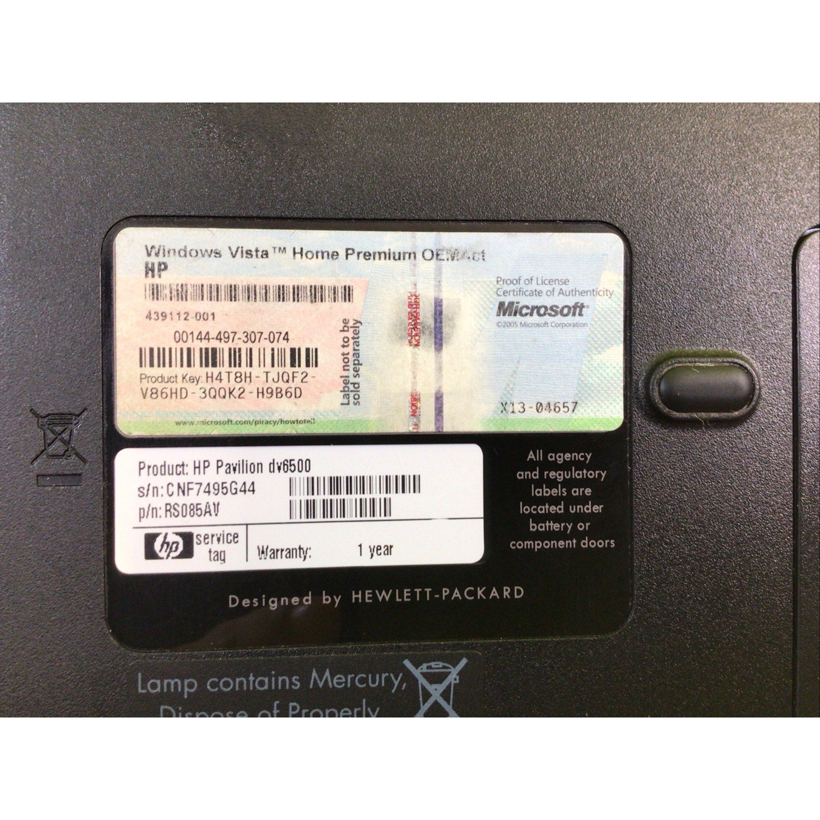 HP Pavilion dv6500 AMD Athlon 64 X2 2GB RAM NO HDD FOR PARTS or REPAIR