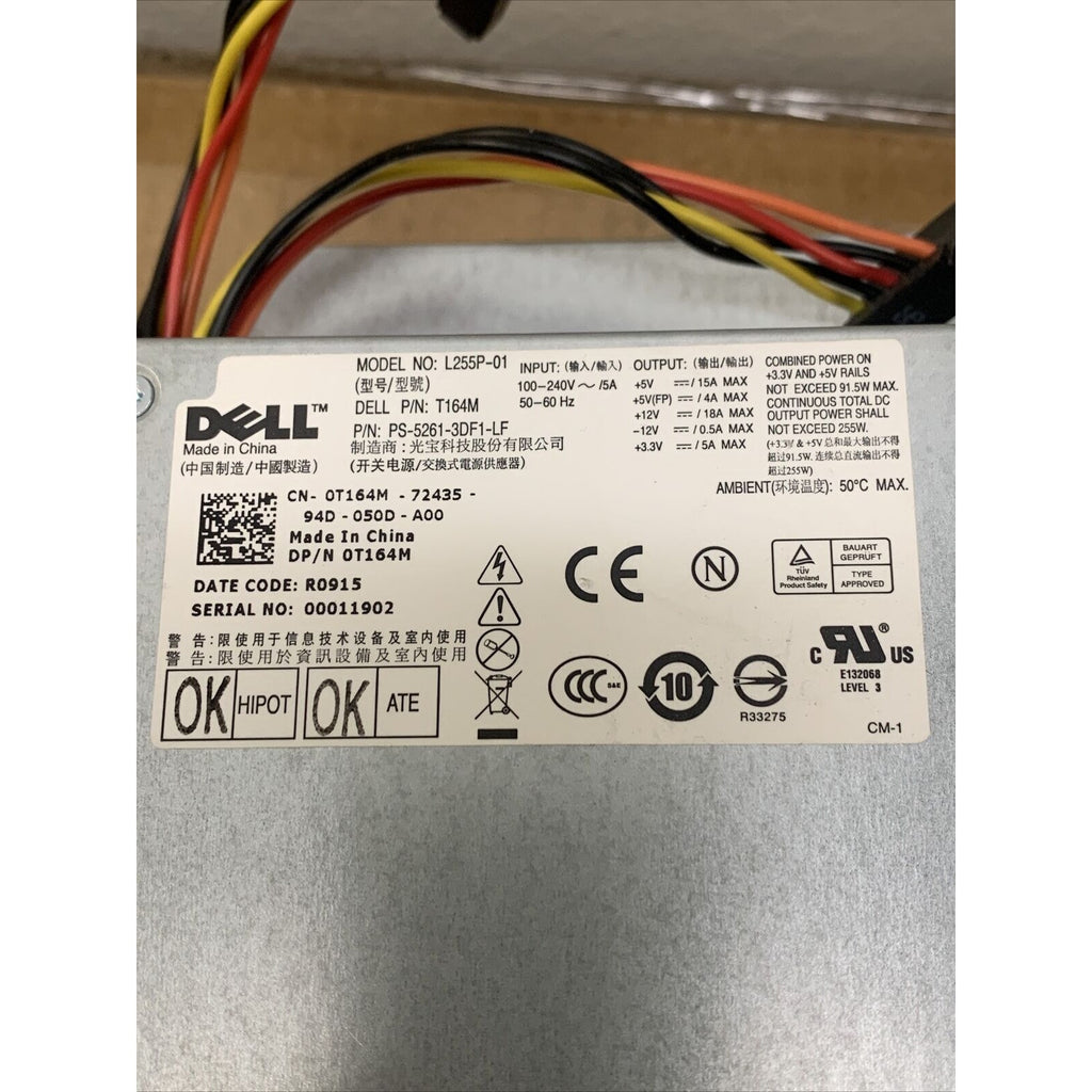 DELL T164M DT Desktop 255W POWER SUPPLY L255P-01 0T164M PS-5261-3DF1-LF