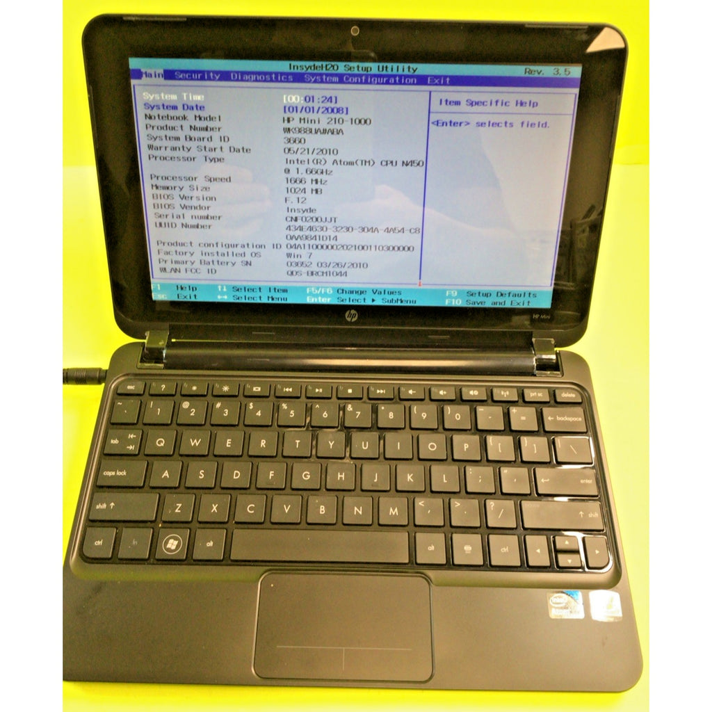 HP Mini 210-1076NR Netbook Laptop FOR PARTS or REPAIR