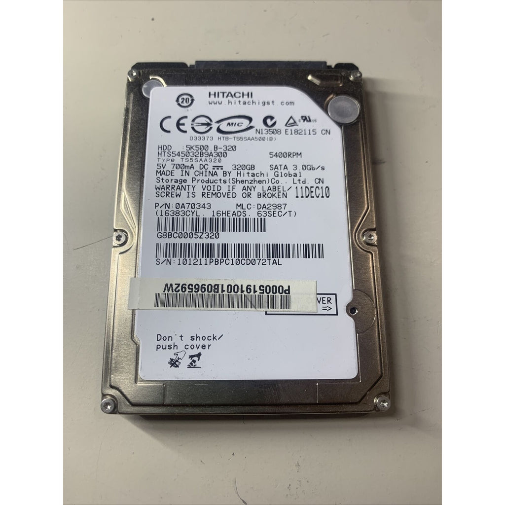 Hitachi 320GB HTS545032B9A300 5400RPM 2.5" SATA 5K500.B-320 Laptop HDD