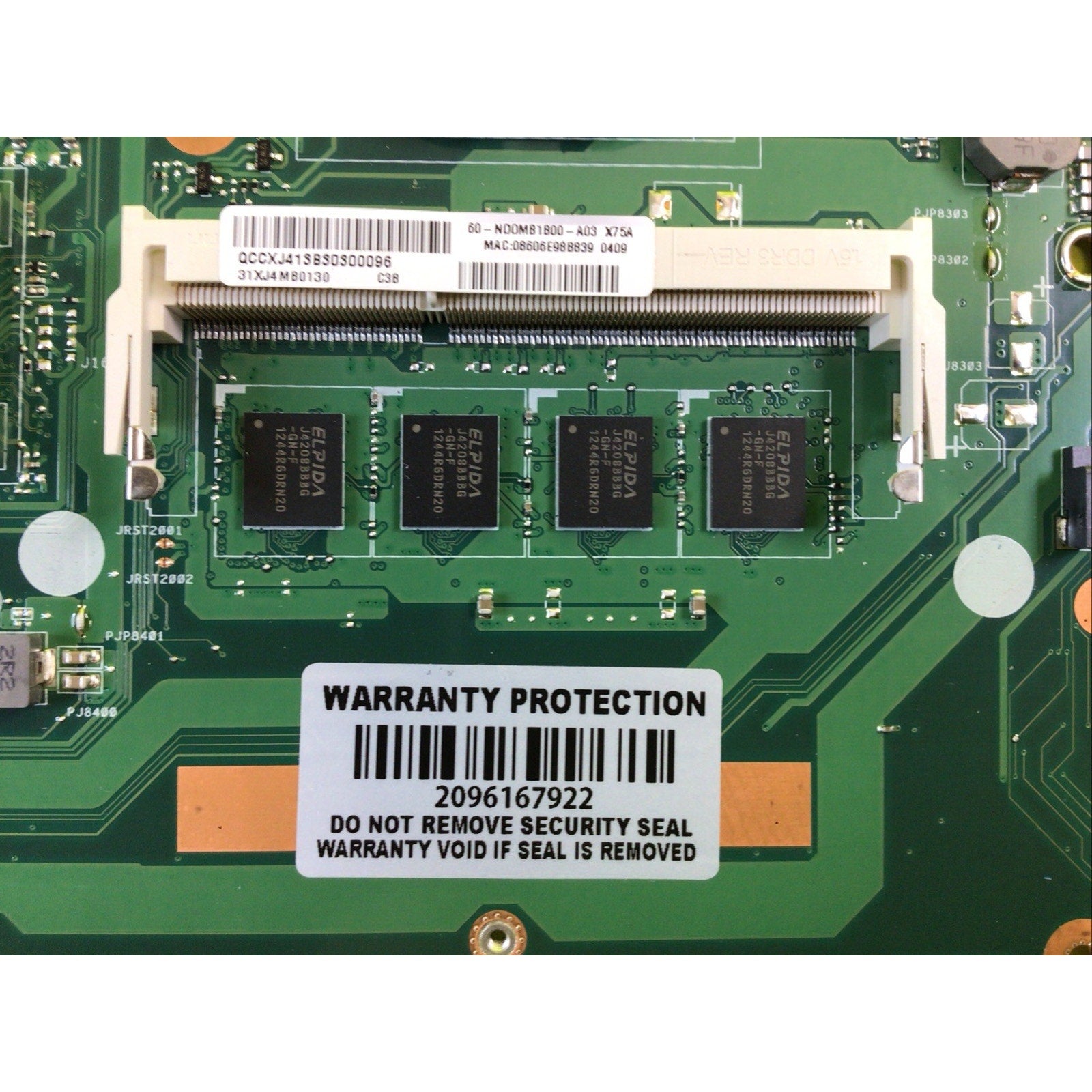 Asus X75VD Rev 2.0 4GB RAM Motherboard ND0MB1B00-A03