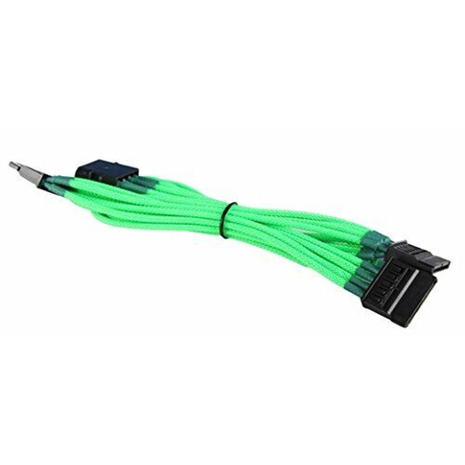 4-Pin LP4 Power to 3x SATA Power PC Adapter - Braided - Green