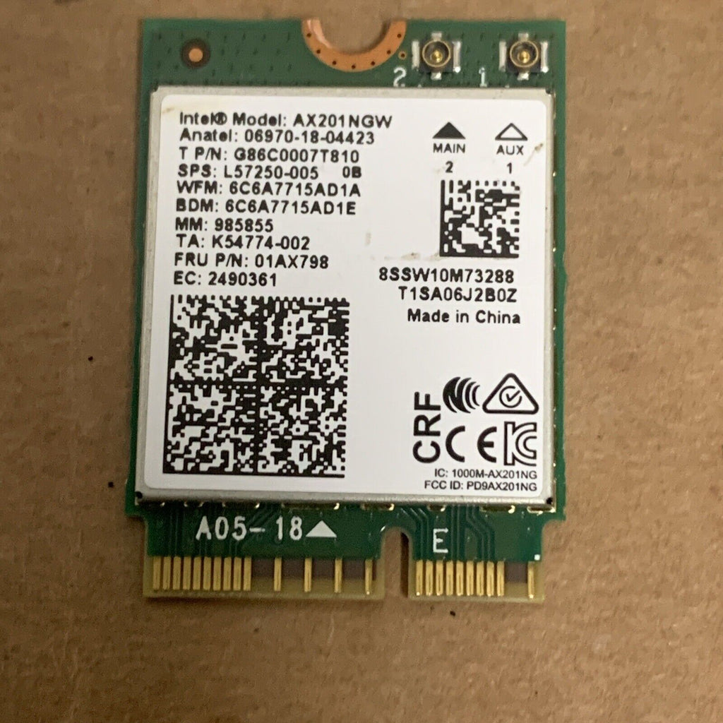 Intel AX201 802.11ac 2.4Gbps WiFi Bluetooth 5.2 AX201NGW.NV 01AX798