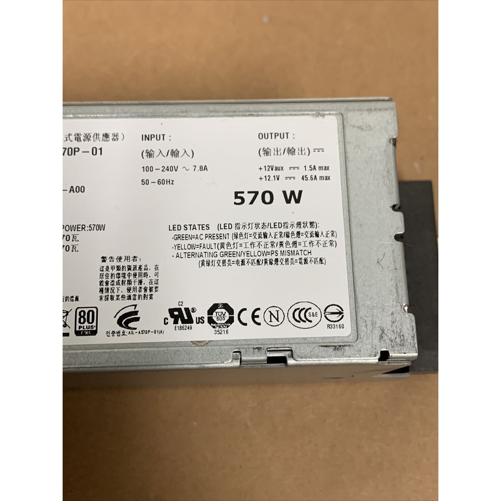 Dell Poweredge R710 T610 570W Power Supply MYXYH T327N VPR1M G0KD5 RXCPH J98GF