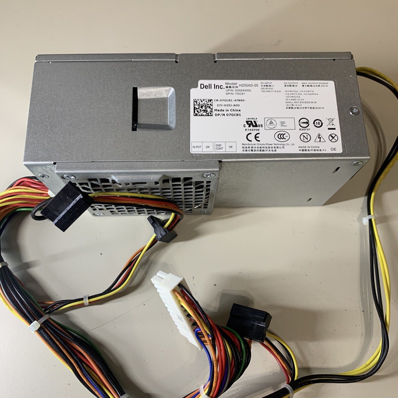Dell 7GC81 07GC81 250W Desktop Power Supply H250AD-00 D250A005L