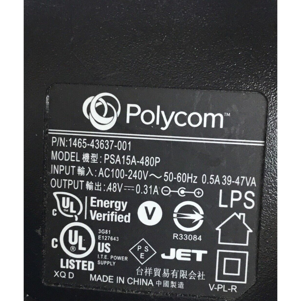 Genuine AC Power Supply Adapter Polycom PSA15A-480P 1465-43853-001 48V 0.31A 15W