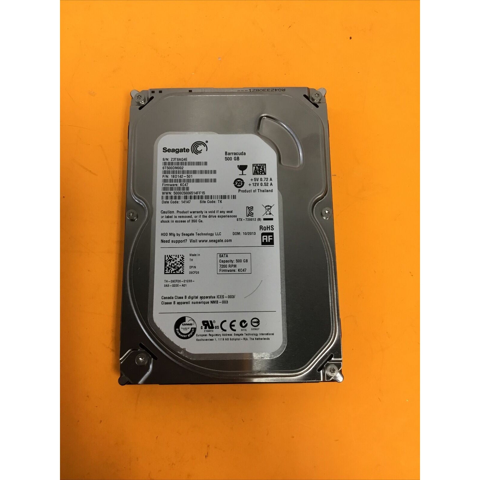 Seagate Barracuda ST500DM002 500GB SATA III 3.5" Hard Drive P/N: 1BD142-501