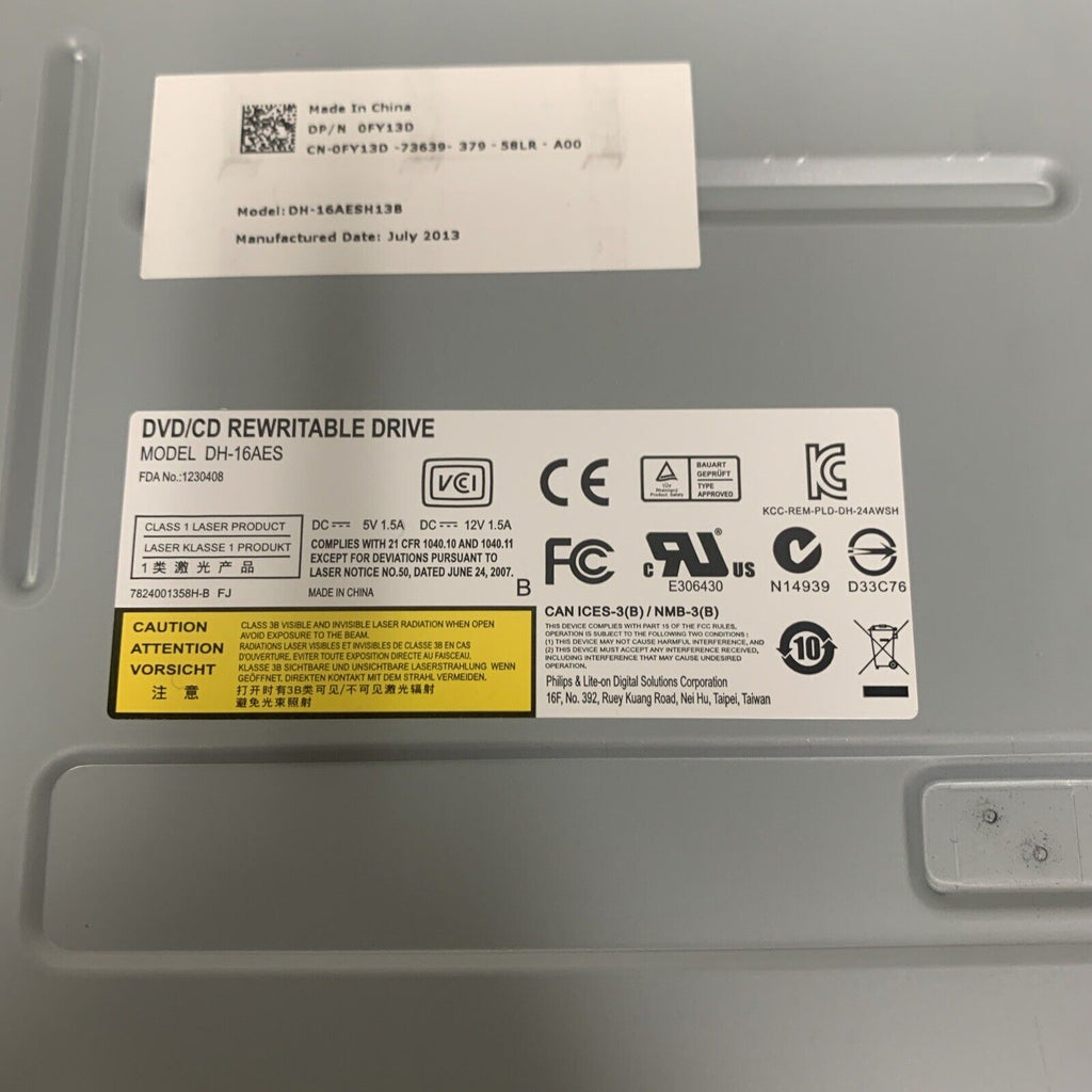 CD/DVD-RW SATA Optical Drive 0FY13D for Dell 3646 3847 XPS 8700 DH-16AES