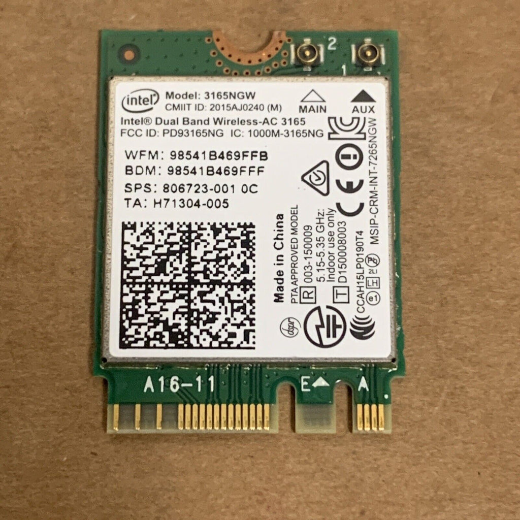 Intel Dual Band Wireless-AC 3165 3165NGW Bluetooth WiFi Card Wlan 806723–001