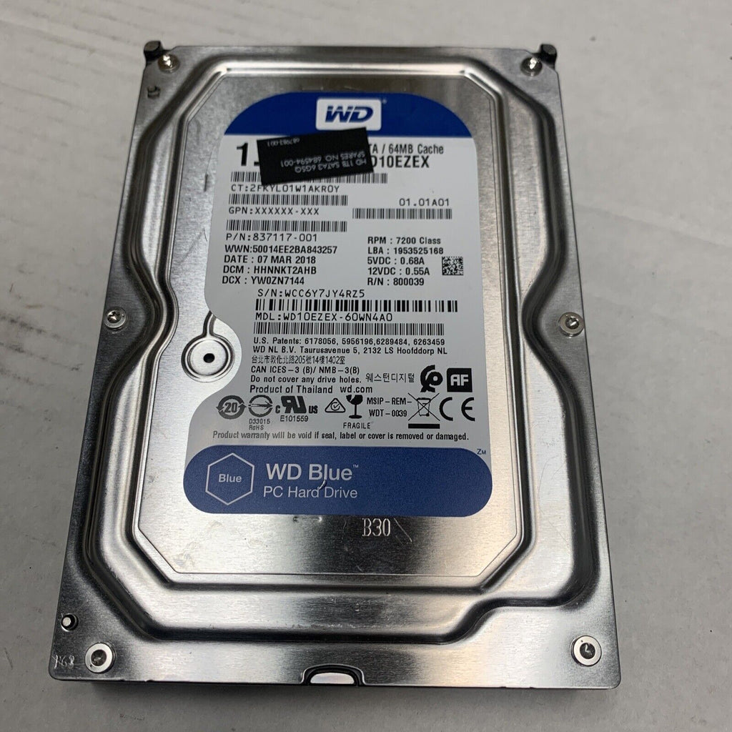Western Digital 1TB 3.5" SATA III 7200RPM Desktop Hard Drive WD10EZEX-60WN4A0