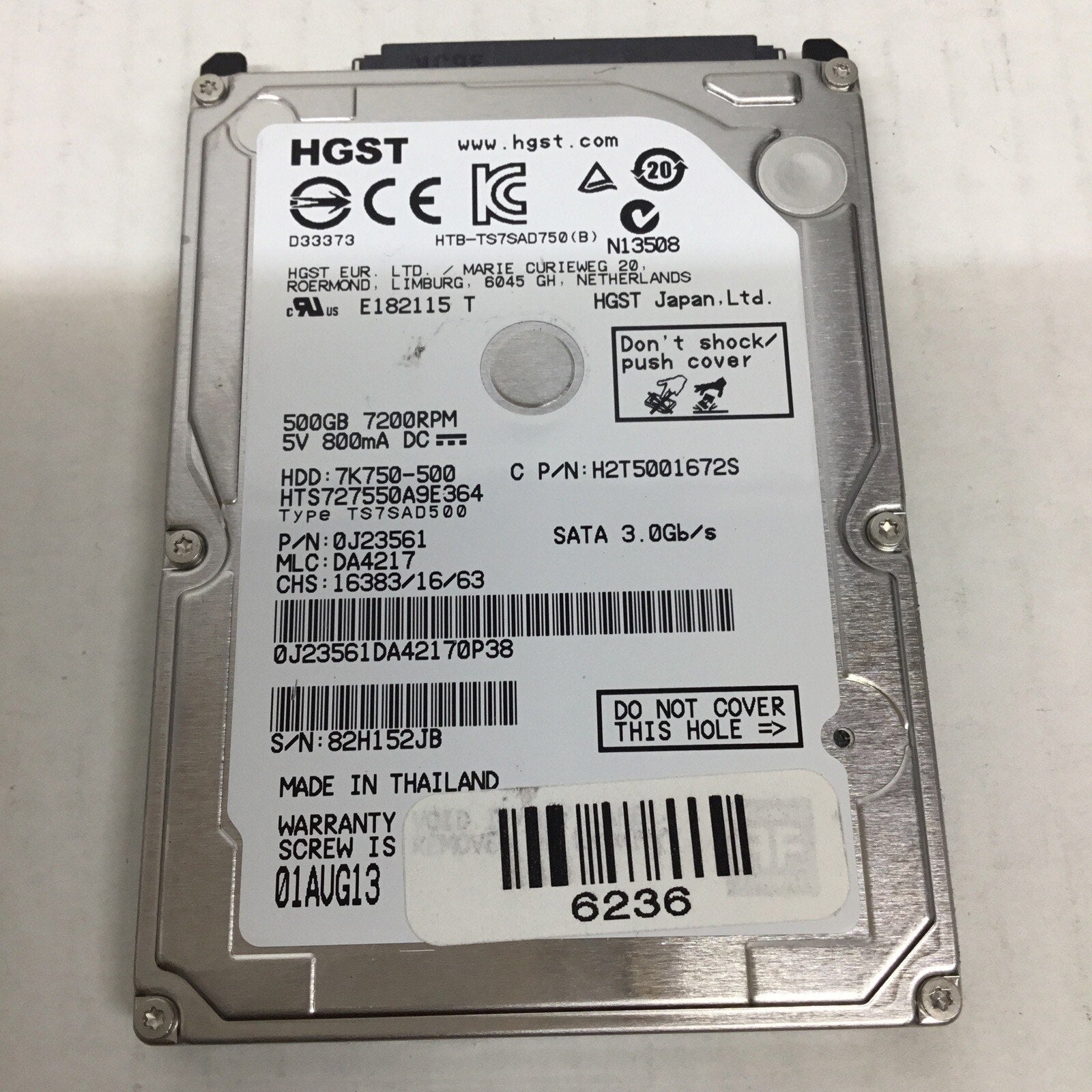 HGST 0J23561 Hitachi 7K750 500GB 7200RPM SATA HDD 15-3