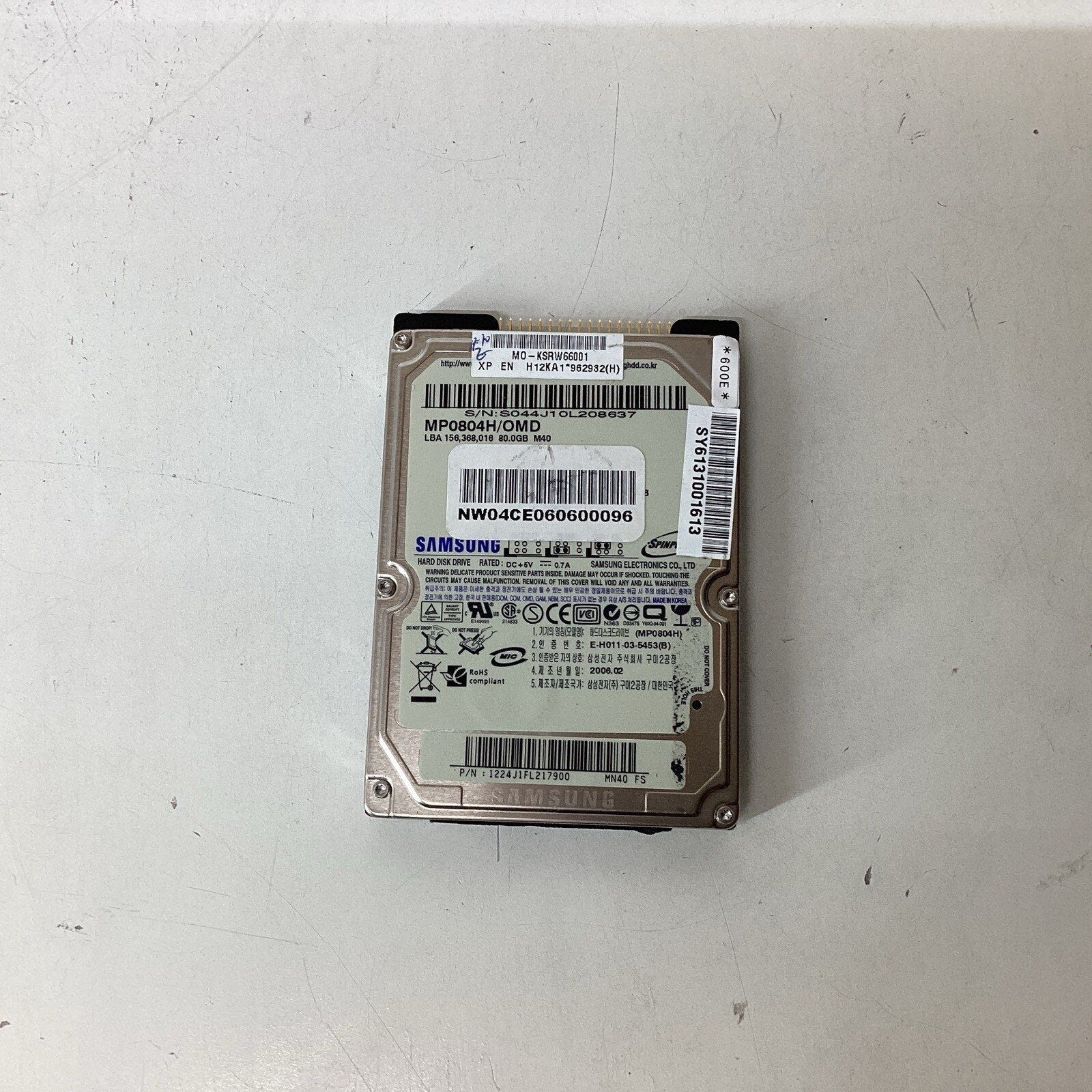 Samsung Spinpoint MP0804H/OMD 80GB Internal 5400RPM 2.5" HDD - For Parts