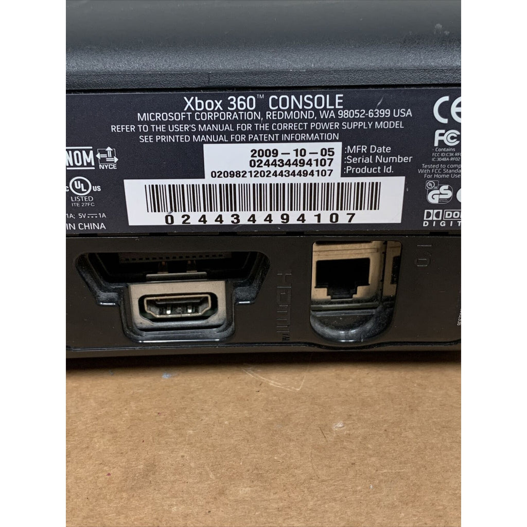 Microsoft Xbox 360 20GB Gaming System - Console Only - Black - Missing Covers