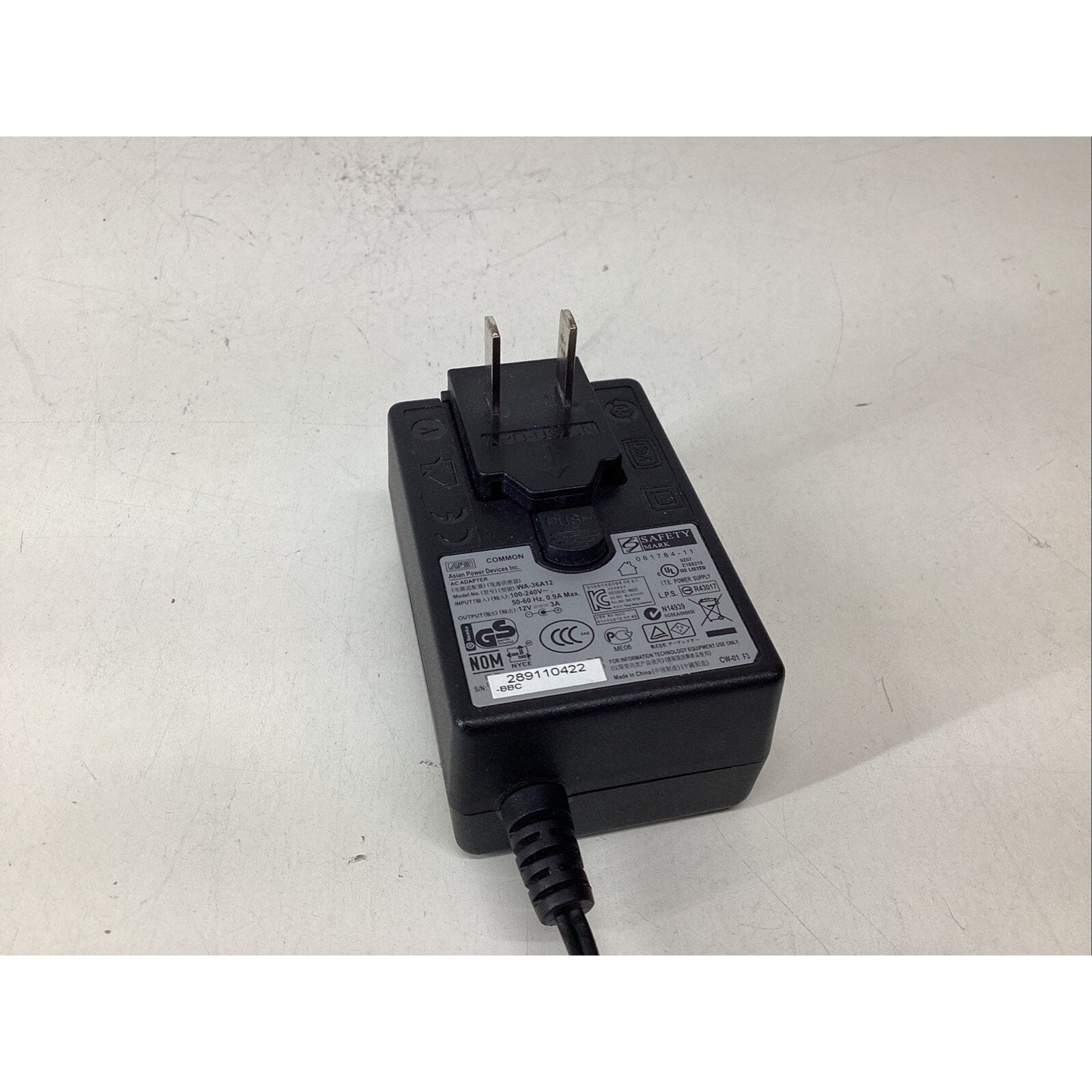 APD AC Adapter 12V 3A WA-36A12R Power Adapter 36W
