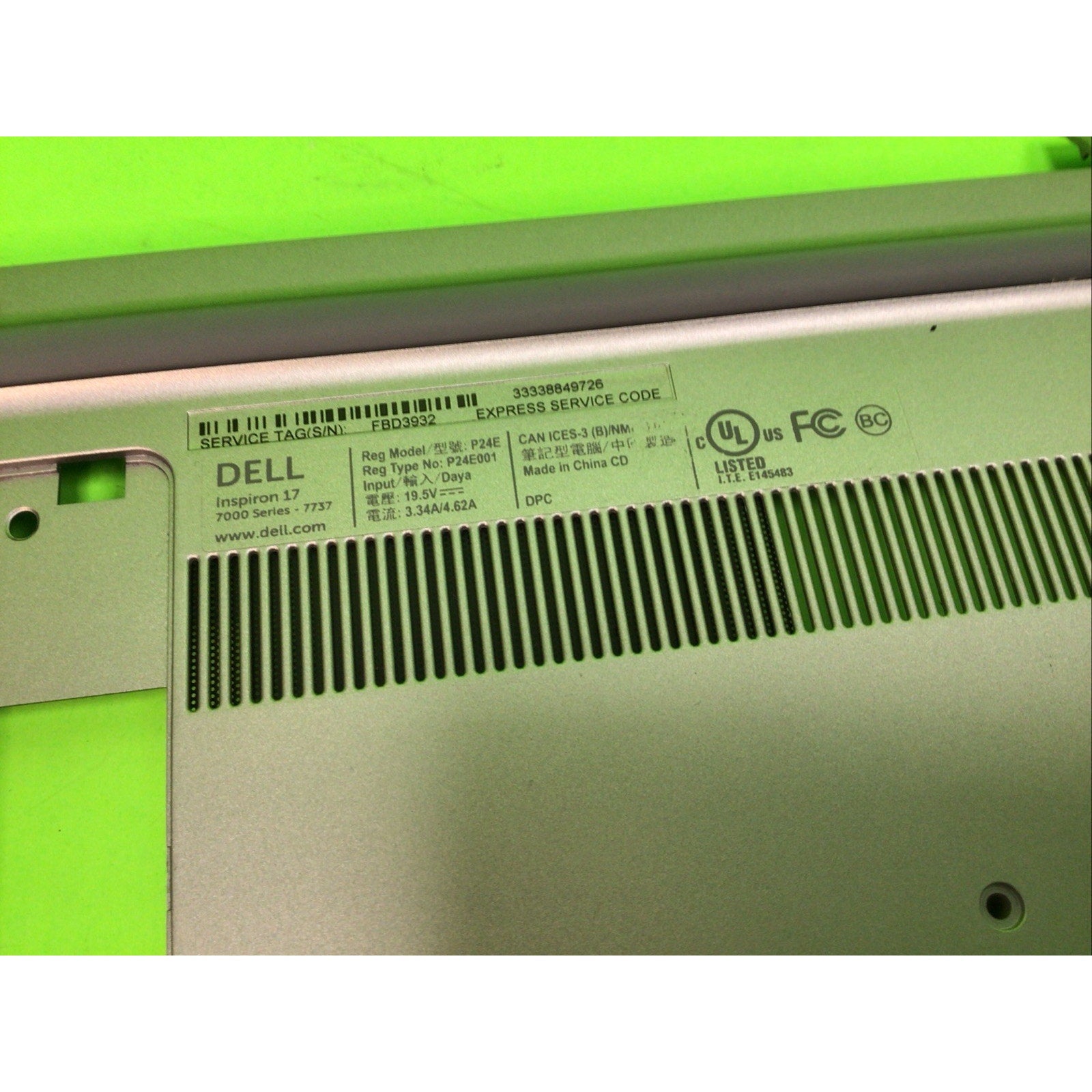 Dell Inspiron 17 7737 Bottom Base Case Assembly Chassis Cover 07YFPF