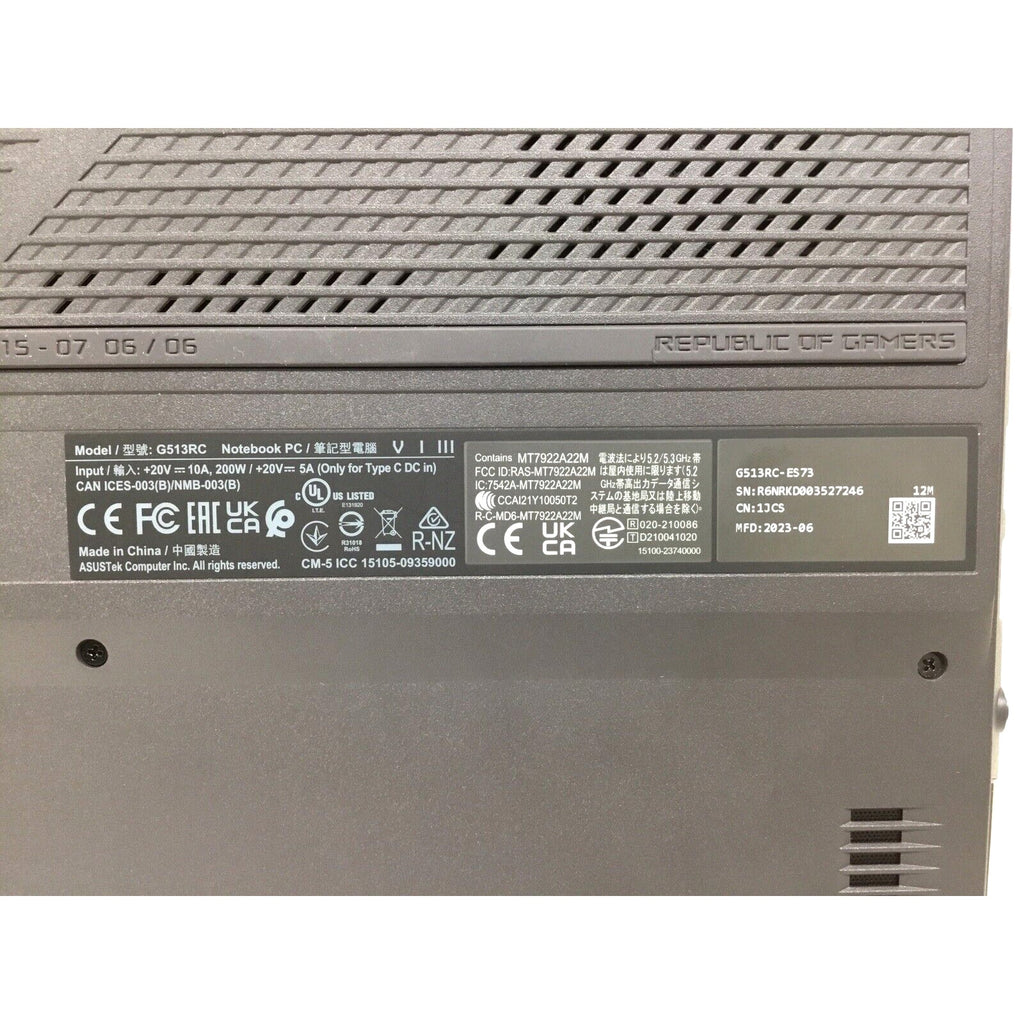 Asus ROG Strix G15 G513RC-ES73 15 Ryzen 7 6800HS 16GB 512GB SSD W11H RTX 3050