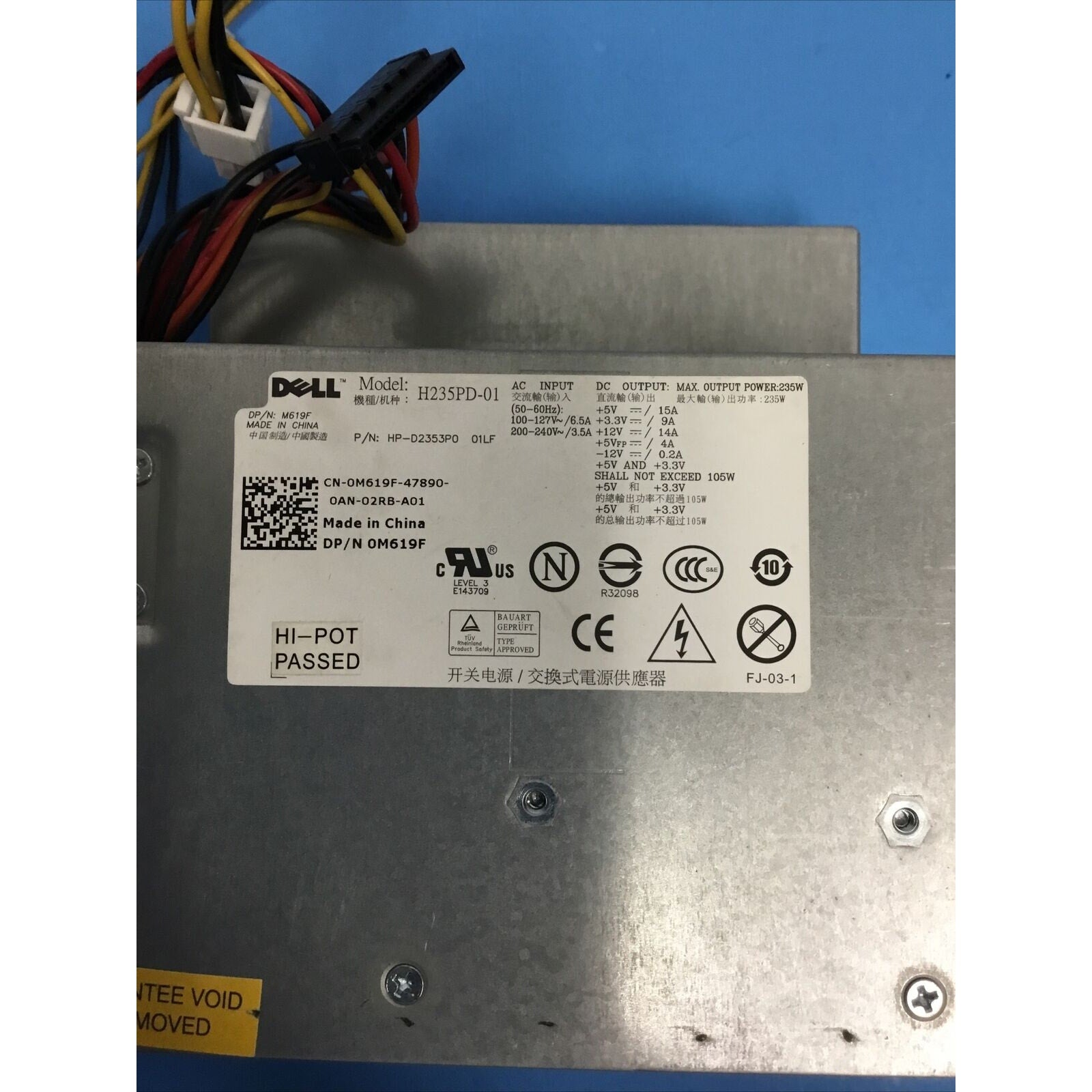 Dell H235PD-01 60Hz 240V 235W 6.5A 24-Pin Power Supply 0M619F-47890-943-01G3