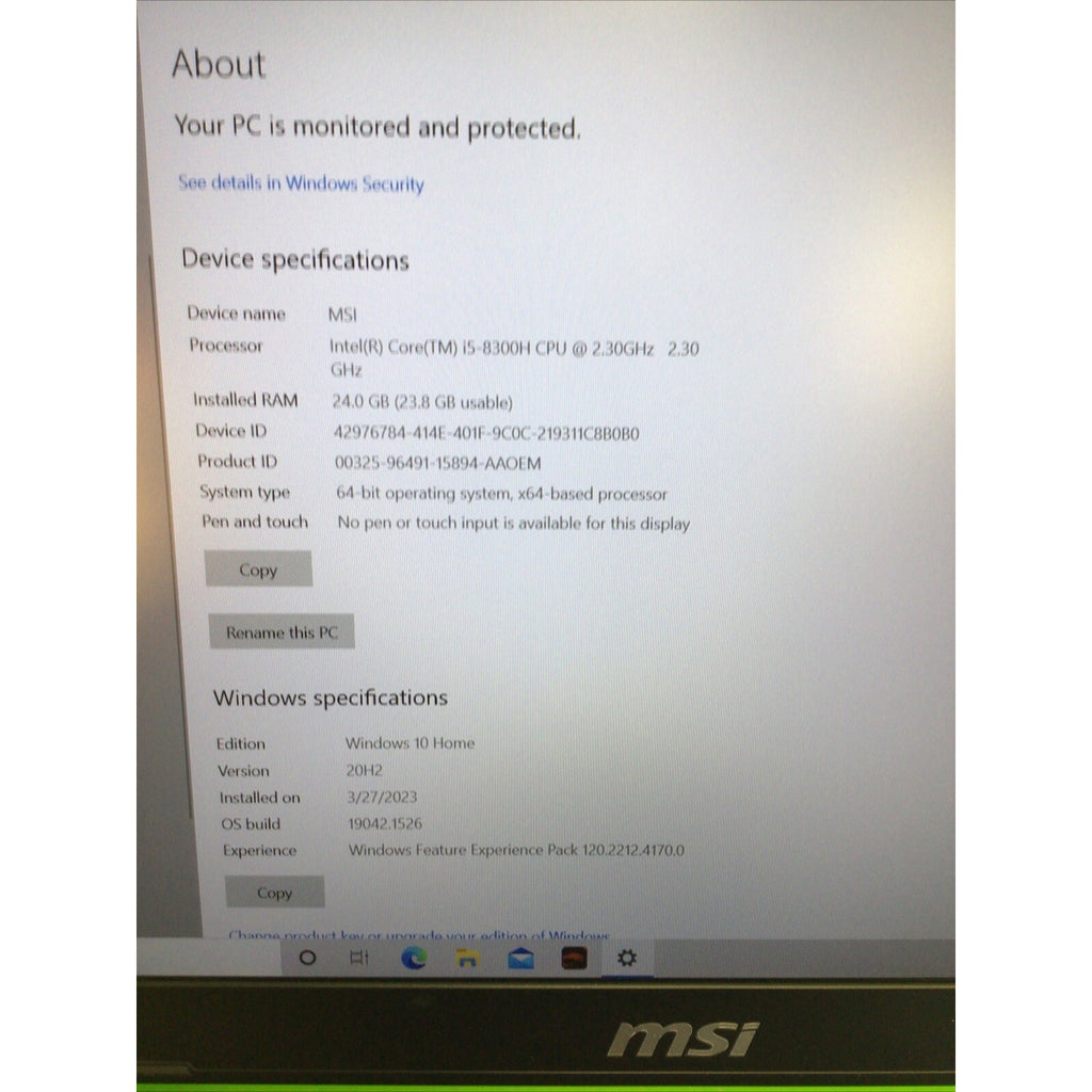 MSI GL63 8RC Gaming Laptop Core i5-8300H 24GB DDR4 RAM 240GB SSD+500GB HDD