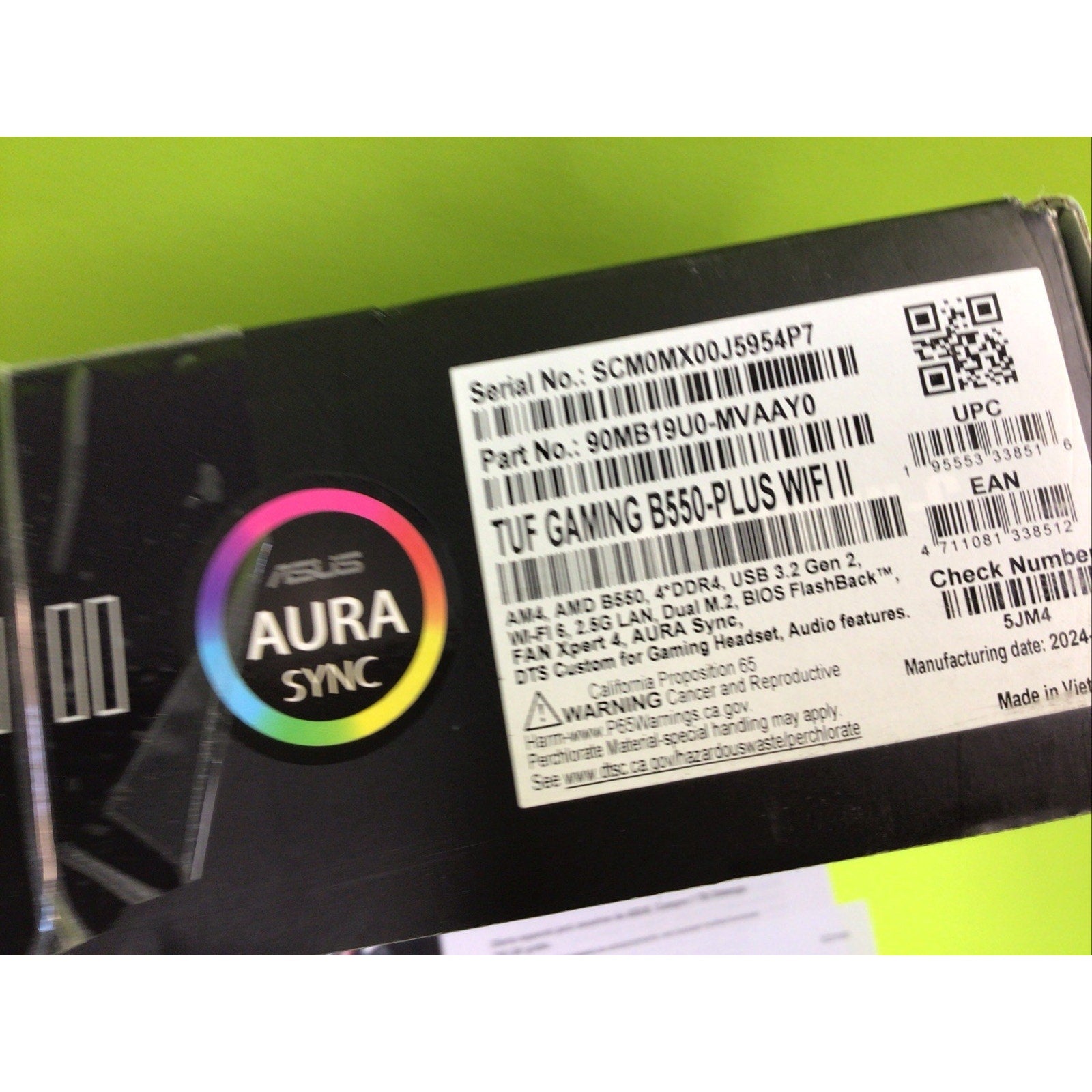 ASUS TUF GAMING B550-PLUS WIFI II BOX ONLY FOR DISPLAY or COLLECTORS