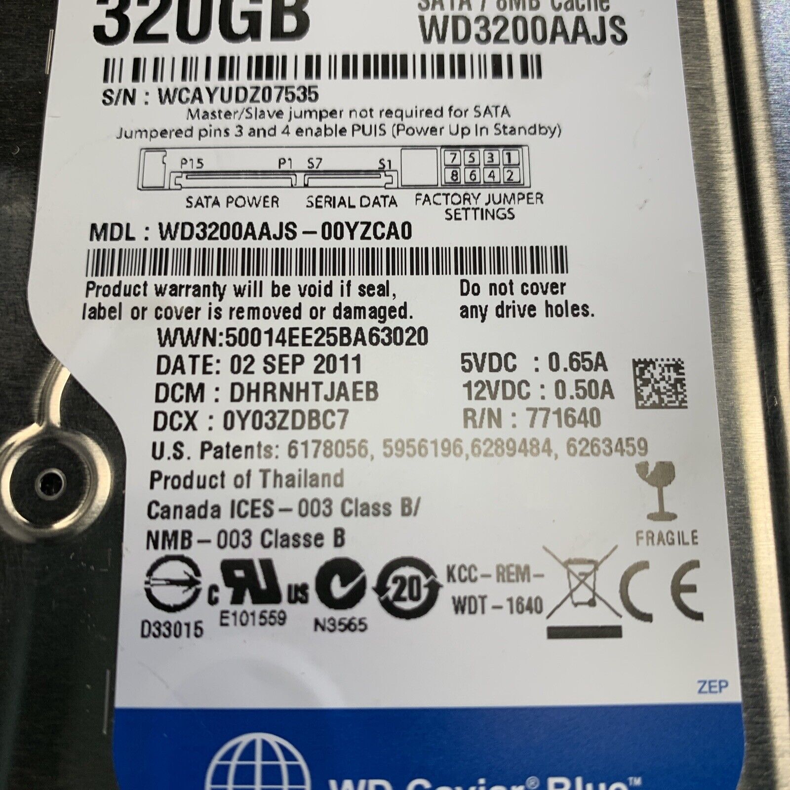 Western Digital Caviar Blue WD3200AAJS-00YZCA0 320GB 7200RPM 3.5" Hard Drive