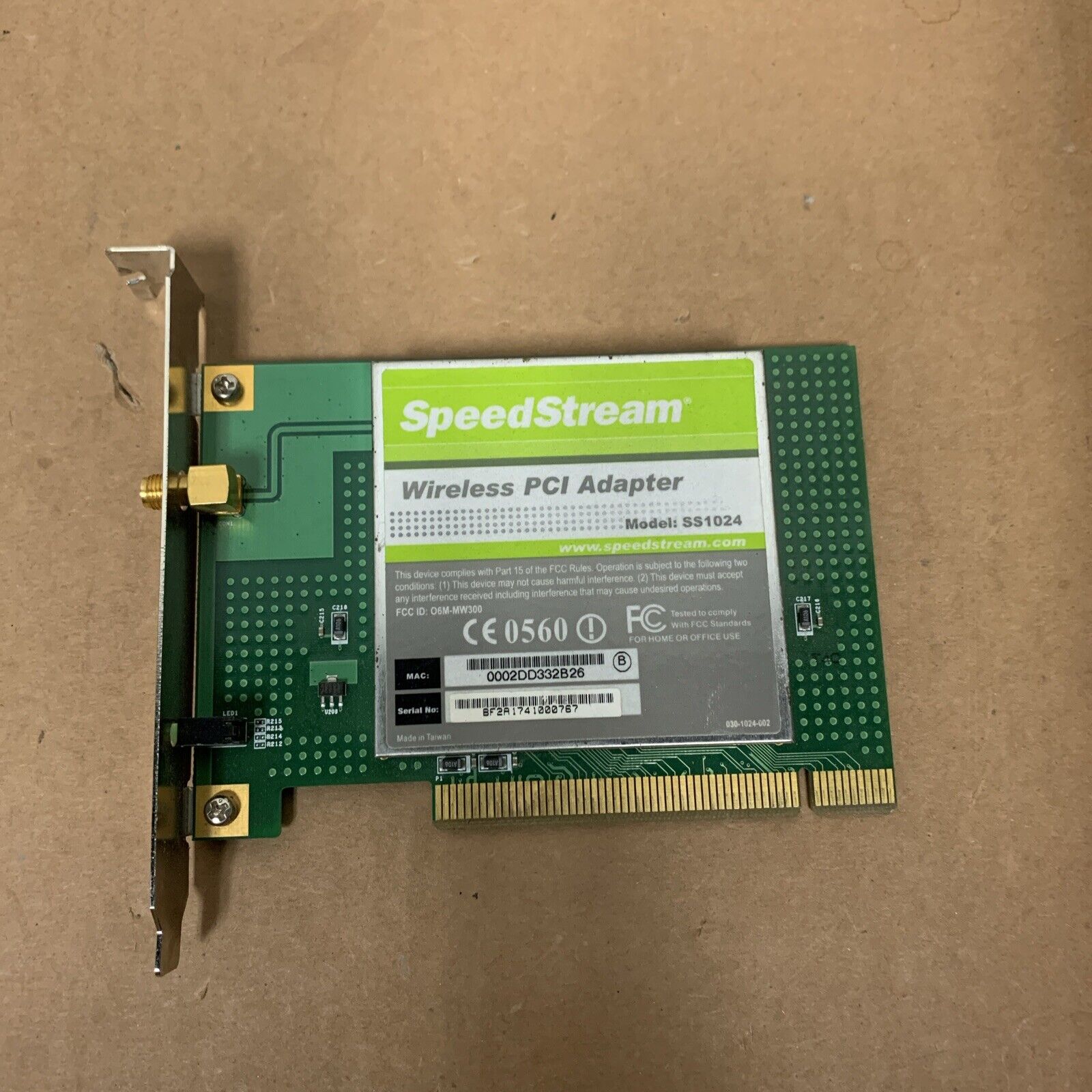 Speedstream SS1024 Wireless Network PCI Adapter - Card Only No Antennas Included