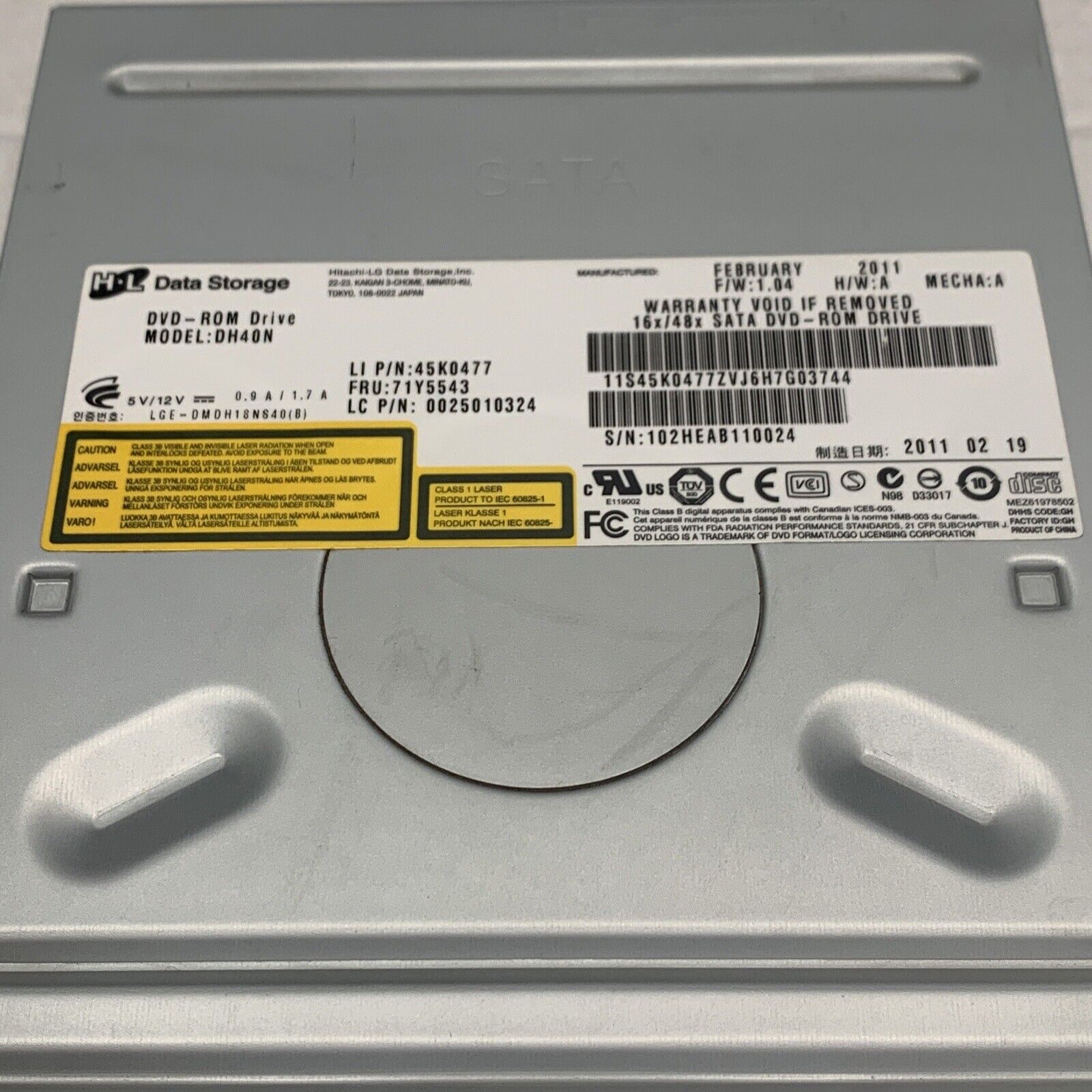Hitachi-LG DVD-ROM Drive Model DH40N Dell Desktop SATA Lenovo P/N: 45K0477