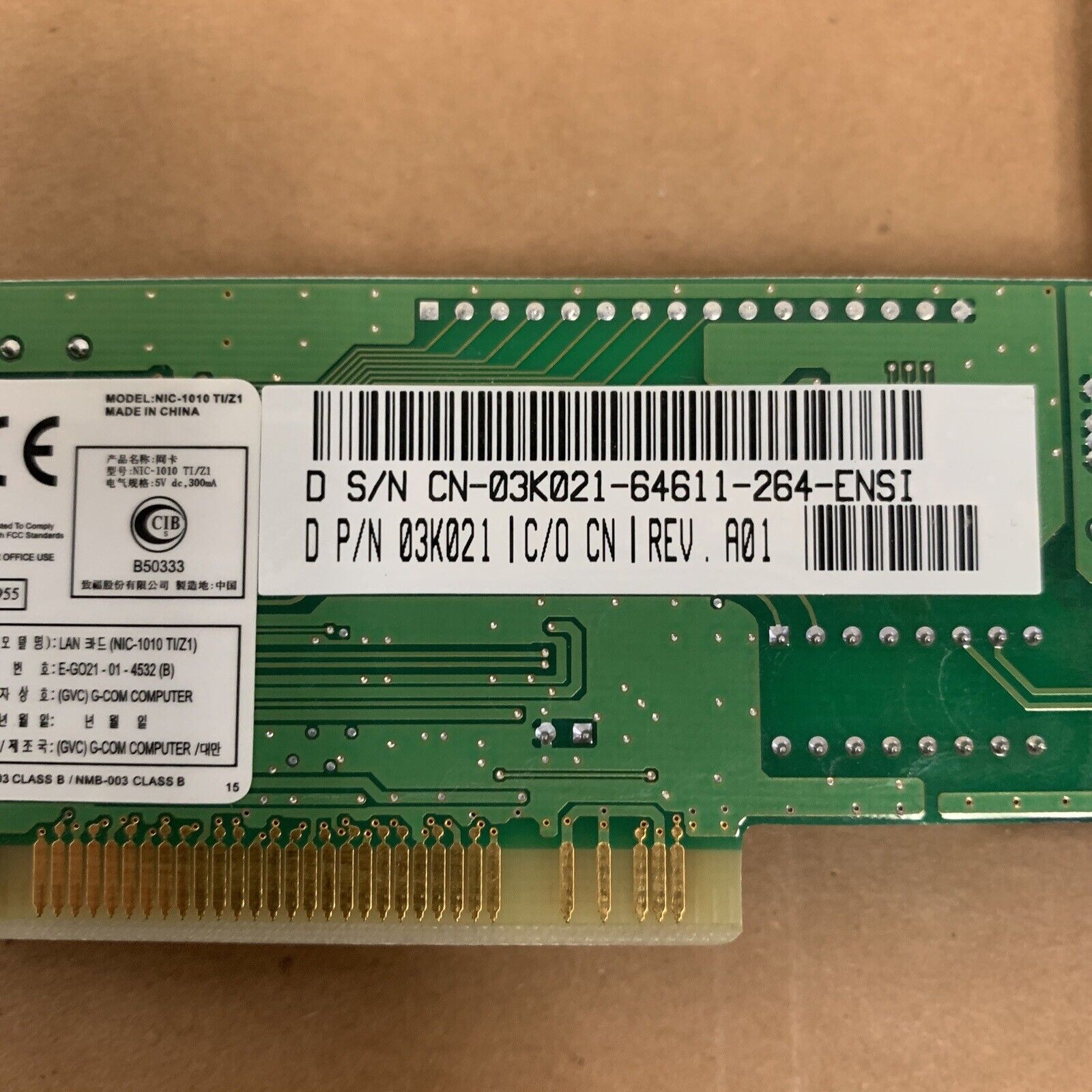 Dell 10/100 PCI GVC Network Adapter Ethernet Card 3K021 03K021 NIC-1010TI/Z1