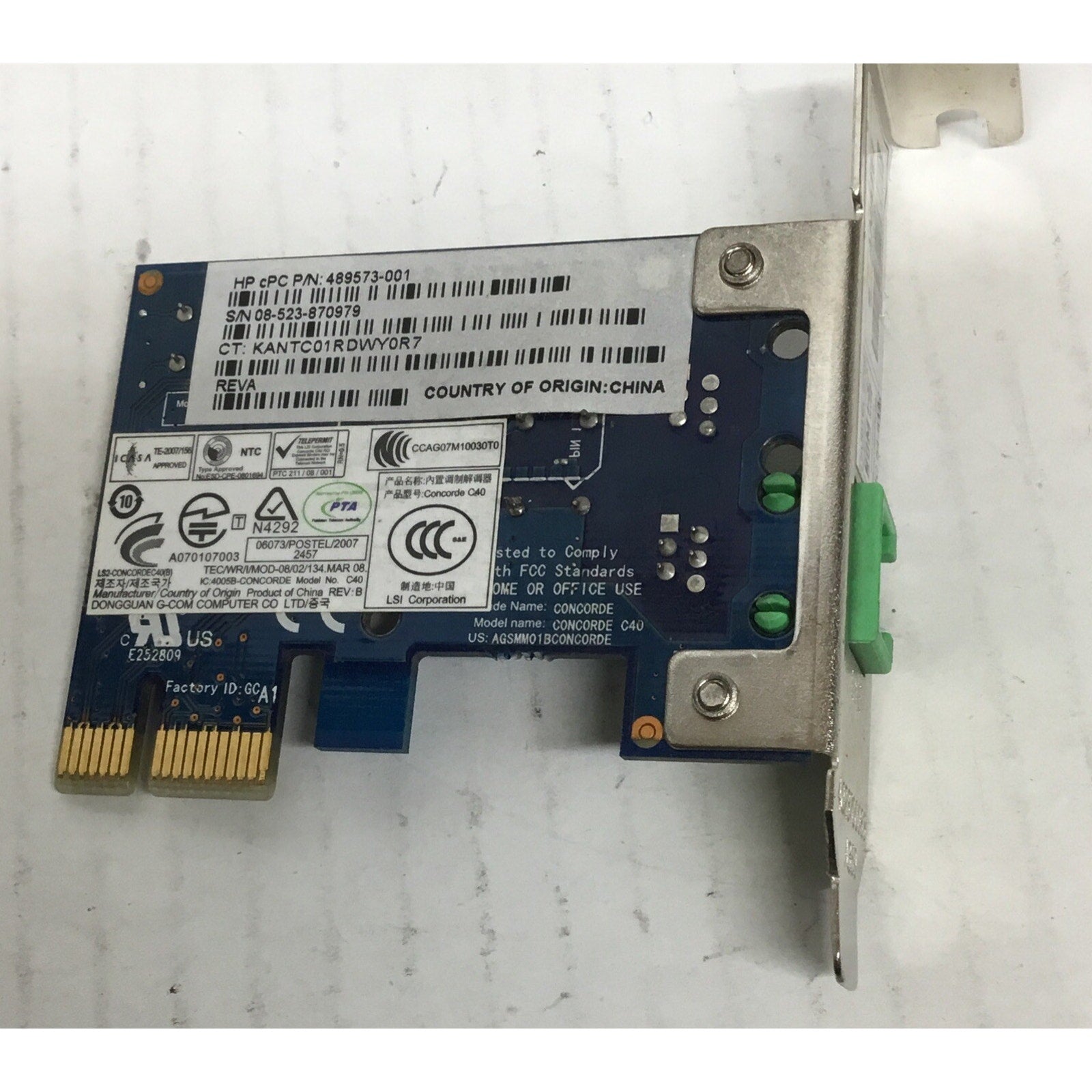 Anatel Concorde C40 503095-001 HP PCIe Modem Card