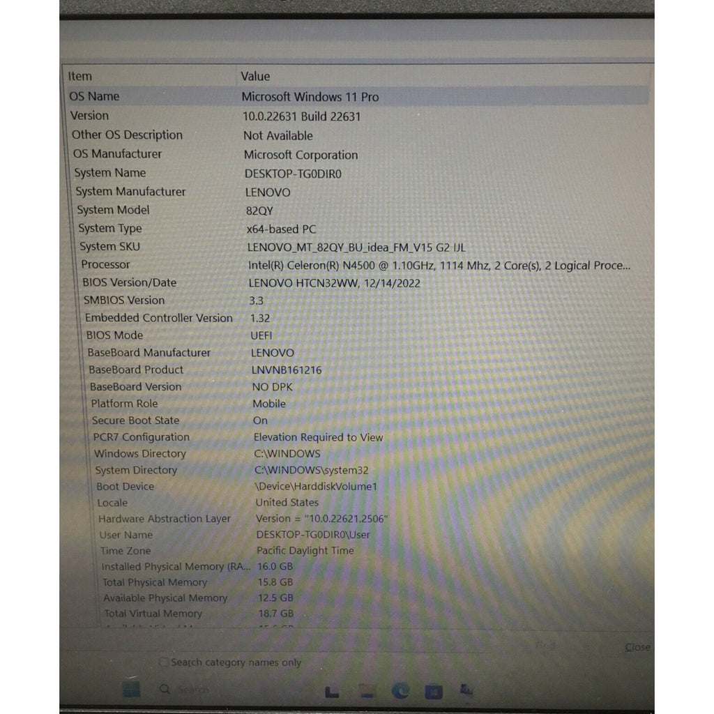 LENOVO 82QY00PHSA V15 G2 IJL 15.6" FHD N4500 1.1GHz Intel UHD Graphics 16GB RAM