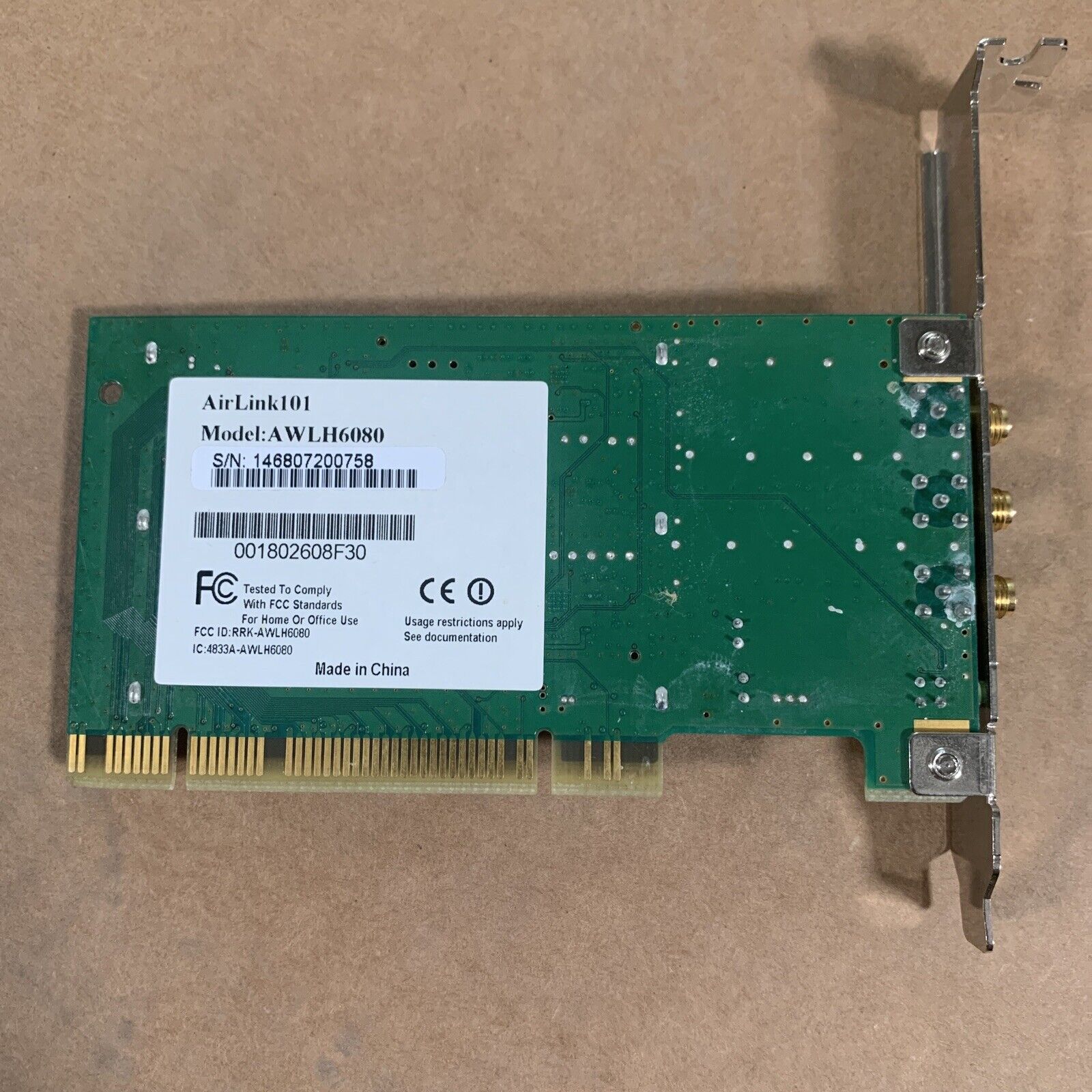 AirLink 101 300N Wireless PCI Adapter AWLH6080 PC Computer Card - No Antennas