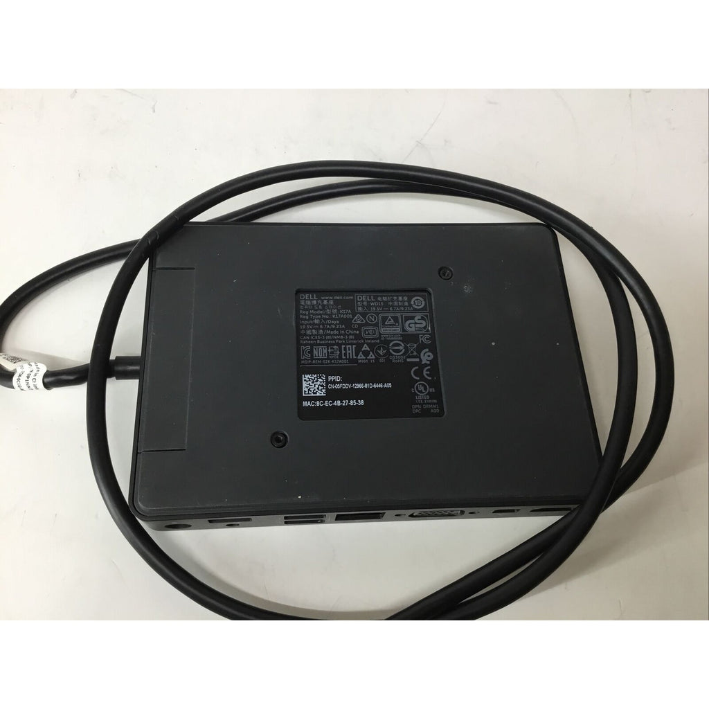 Dell USB-C Docking Station w/ 130 Watt Power Adapter 03XYY8 WD15 K17A 5FDDV