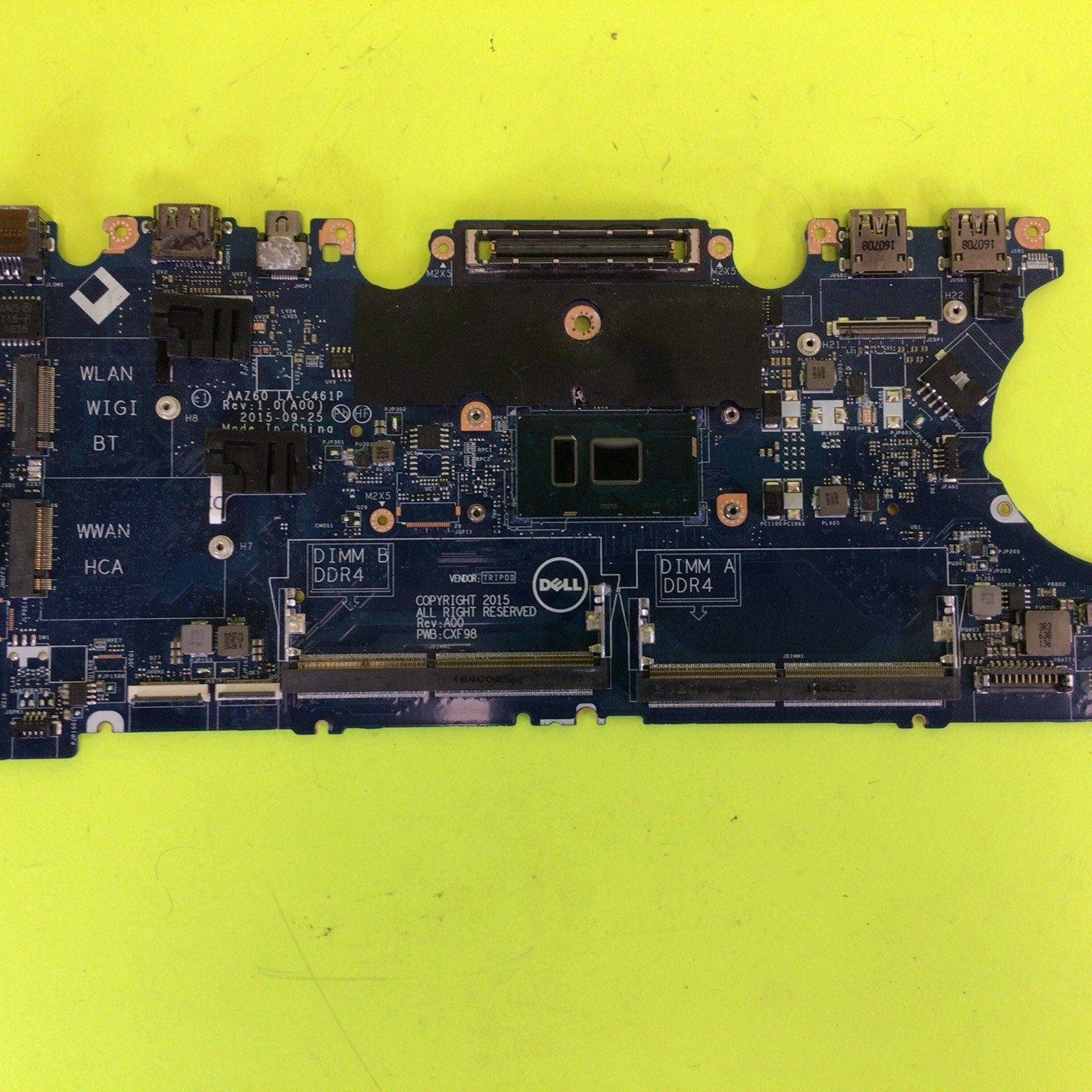 Dell Latitude E7470 Motherboard Core i7 HUA01 DGYY5 LA-C461P FOR PARTS or REPAIR