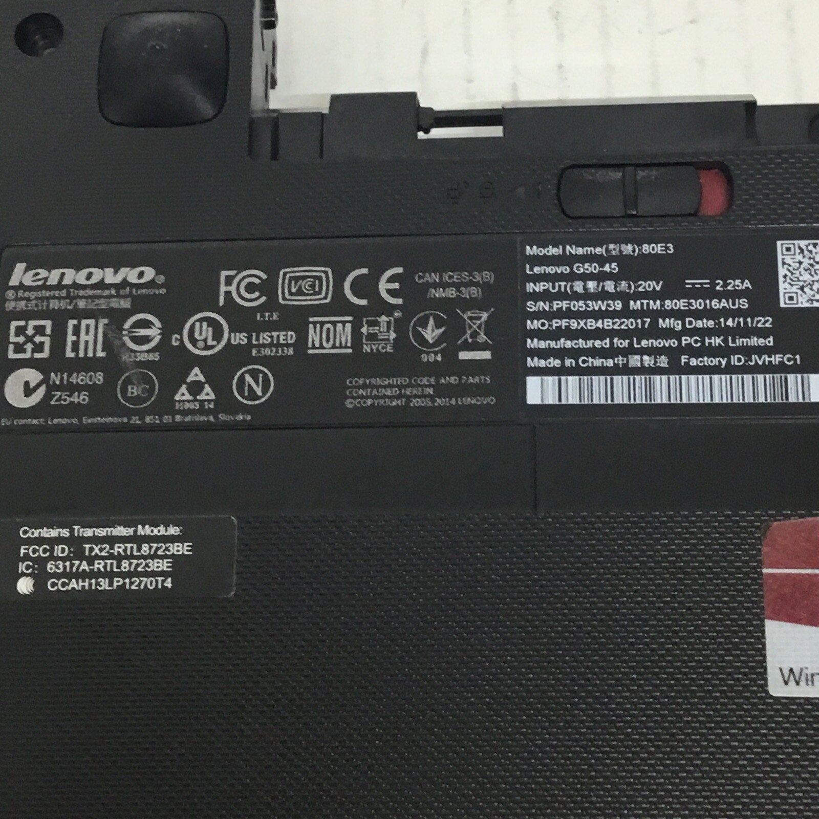 Laptop Bottom Base Case Housing Lenovo Z50-70 AP0TH000800 Black