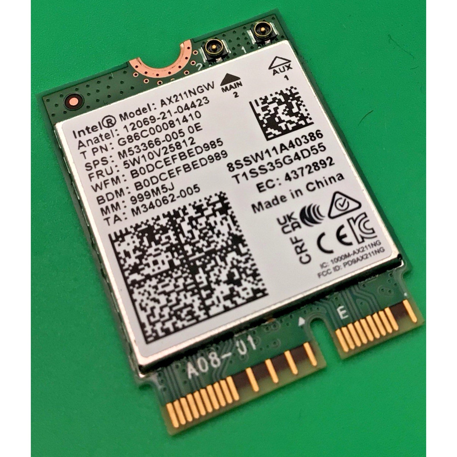 INTEL AX211NGW M.2 2230 CNVIO2 WIFI 6E 802.11AX BLUETOOTH 5.3 CARD G86C00081410