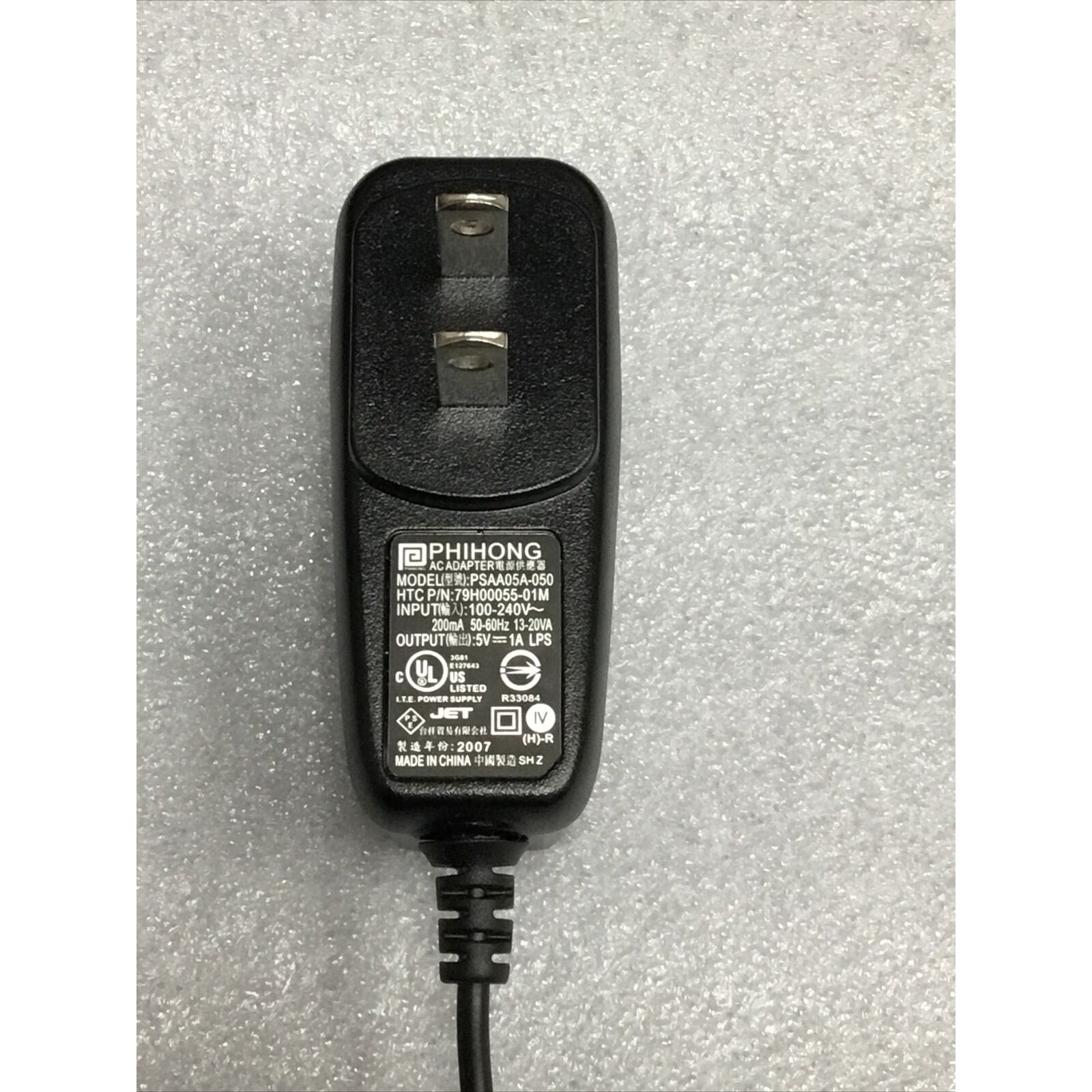 Phihong PSAA05A-050 AC Power Supply Adapter Charger 5V 1A HTC P/N 79H00055-01M