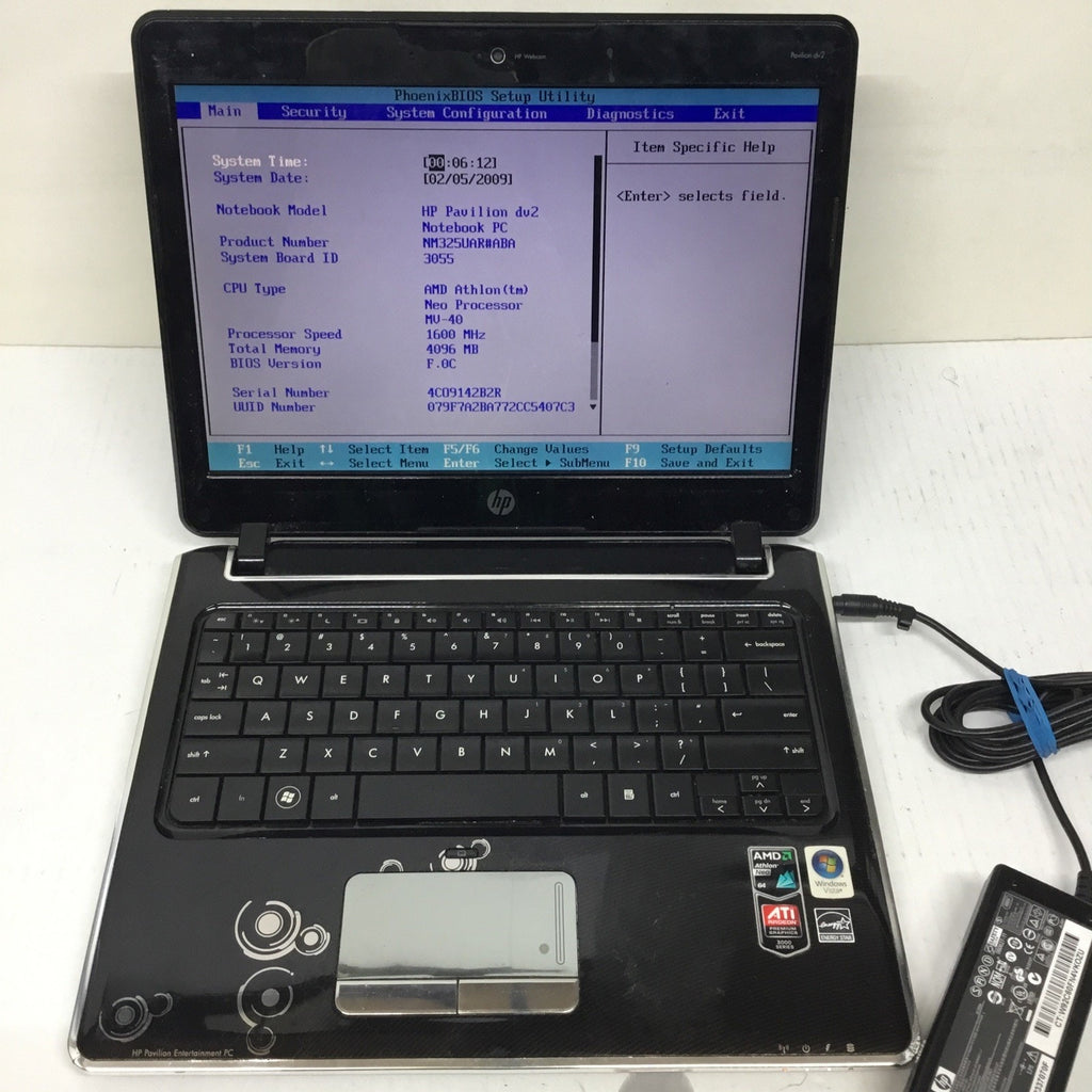 FOR PARTS HP PAVILION DV2 AMD ATHLON NEO 1.60GHz NO ADAPTER