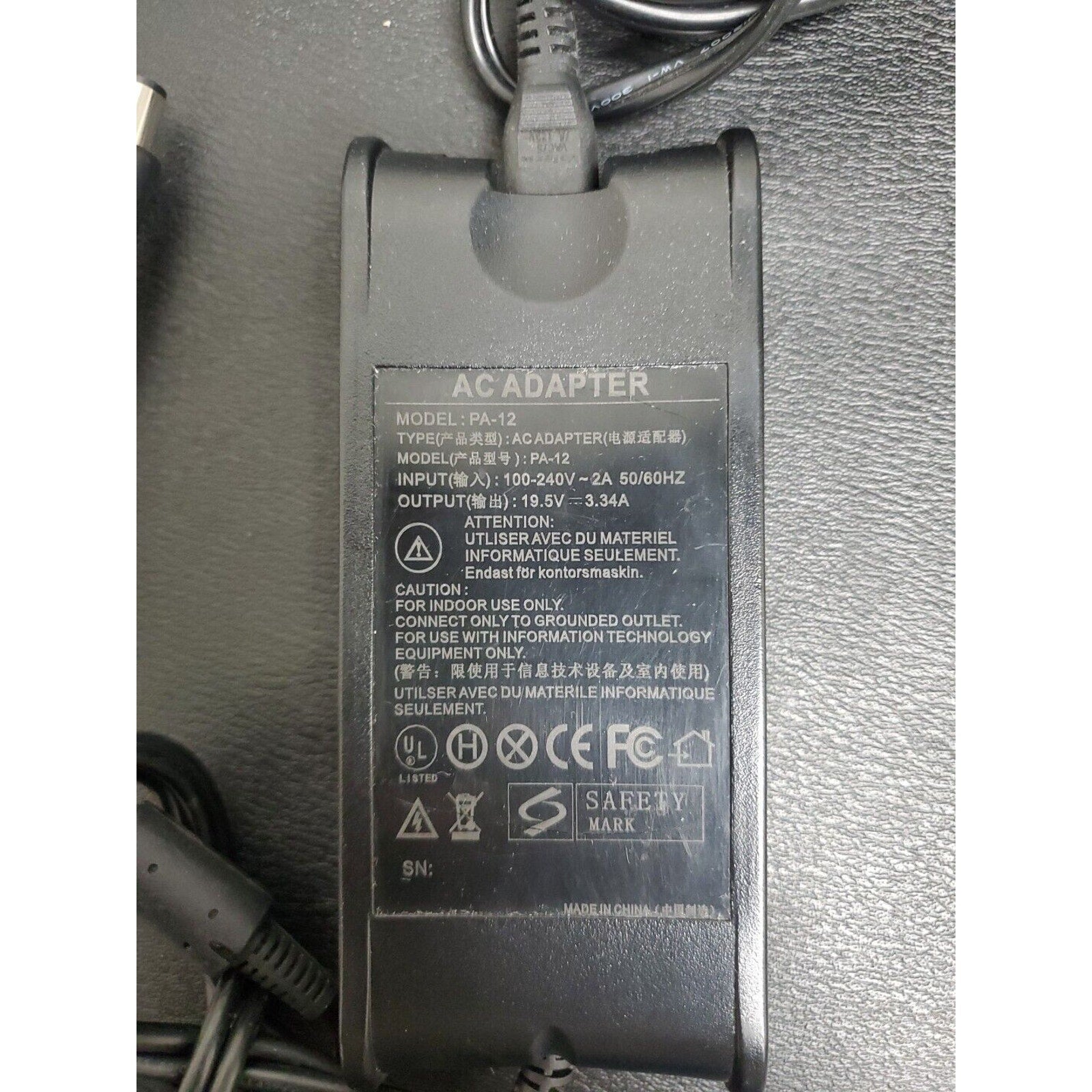 65W Laptop AC Adapter Charger Power Supply for Dell PA10 PA12 Family Power Cord