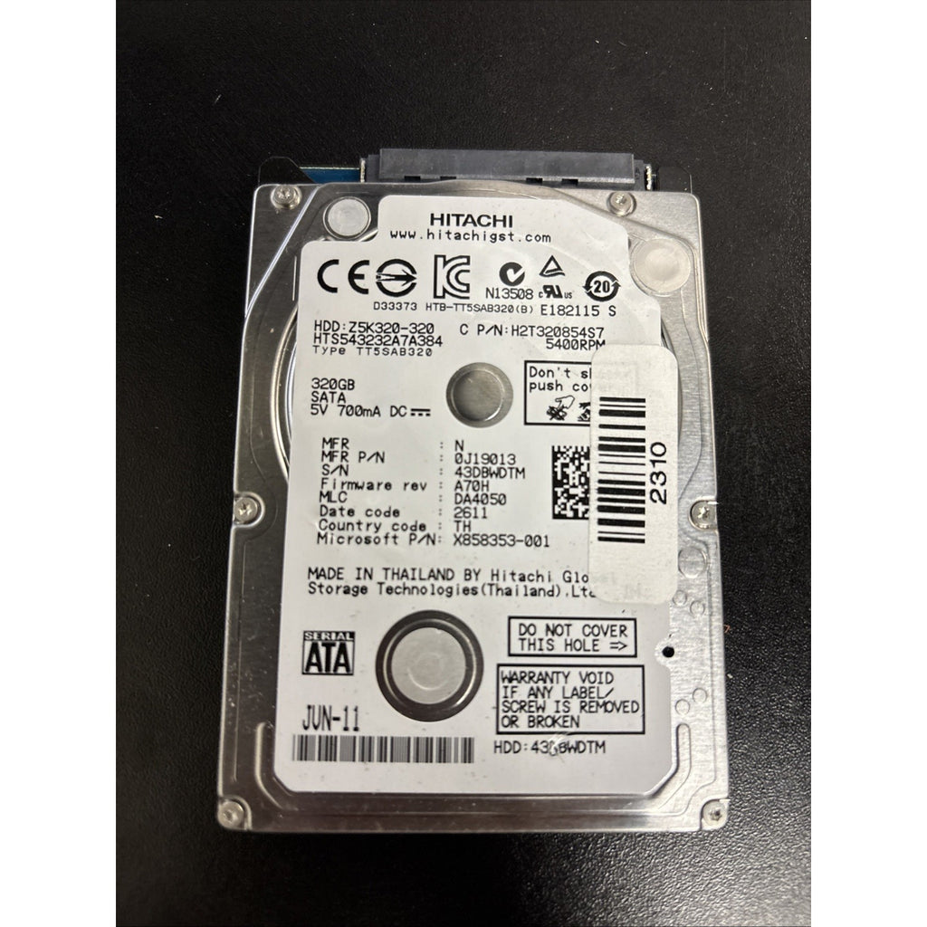 HGST 320GB 5400RPM HDD HARD DRIVE H2T320854S7 0J19013 Z5K320-320 HTS543232A7A384