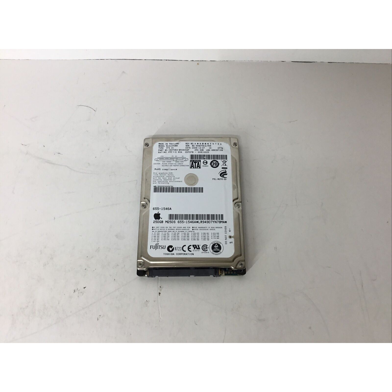 Apple Fujitsu 2.5" 250GB SATA Hard Drive For MacBook MJA2250BH 655-1546A