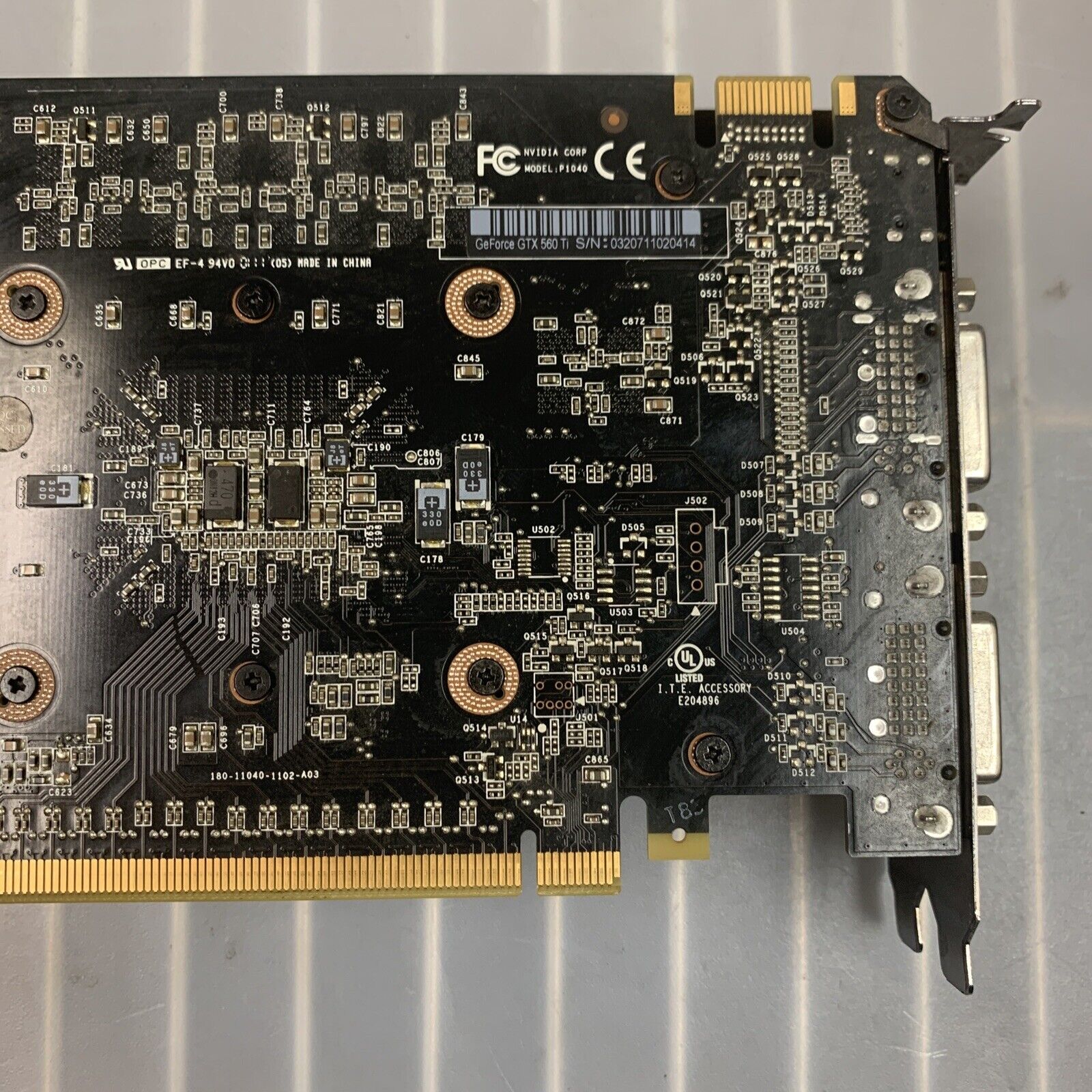 EVGA Nvidia GTX 560 Ti Graphics Card ~ Model P1040 - For Parts/not Working