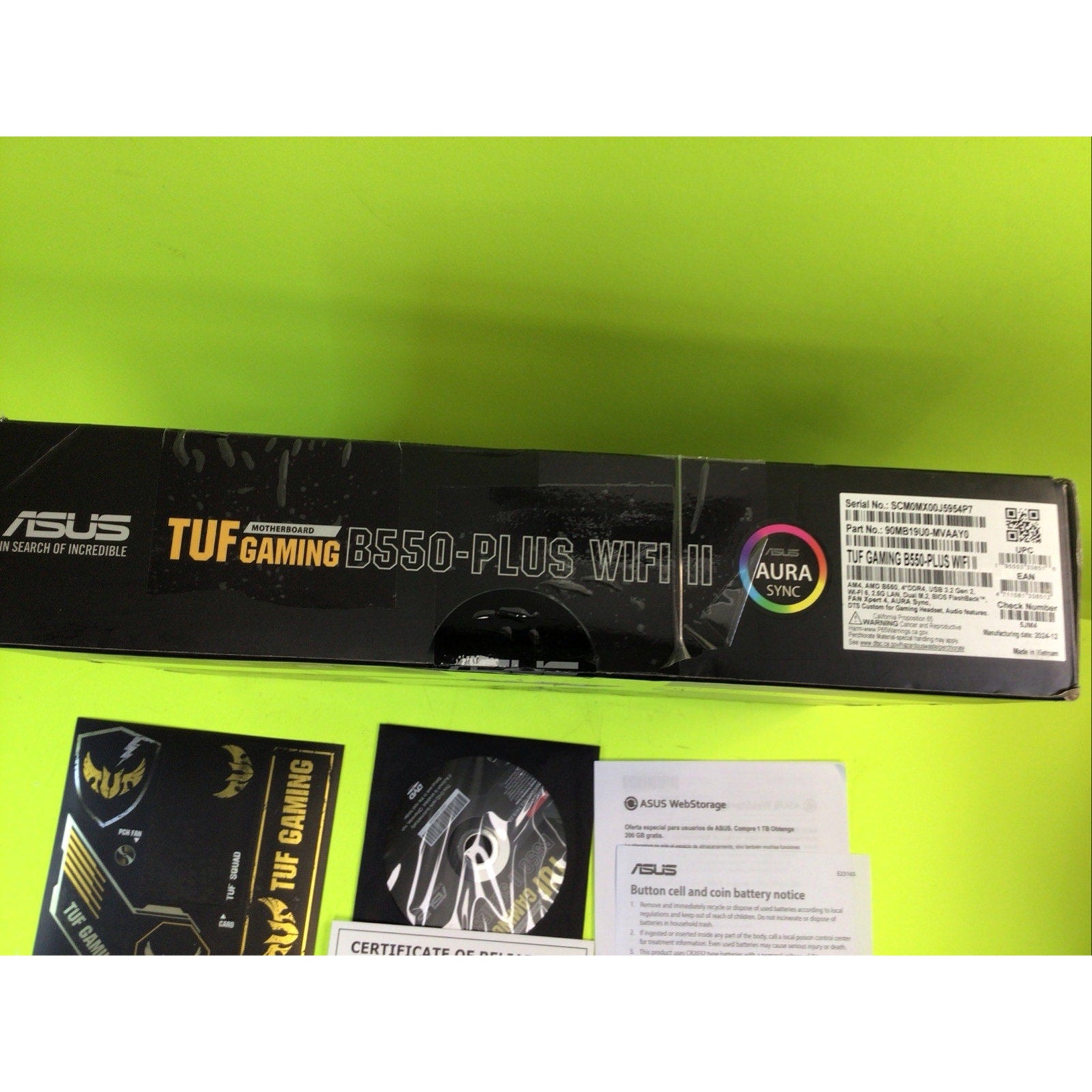 ASUS TUF GAMING B550-PLUS WIFI II BOX ONLY FOR DISPLAY or COLLECTORS