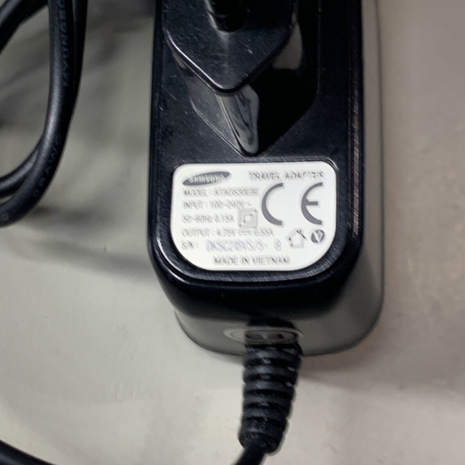 Samsung ATADS30EBE AC/DC Travel Adapter 4.75V 0.55A Power Supply Europlug C122