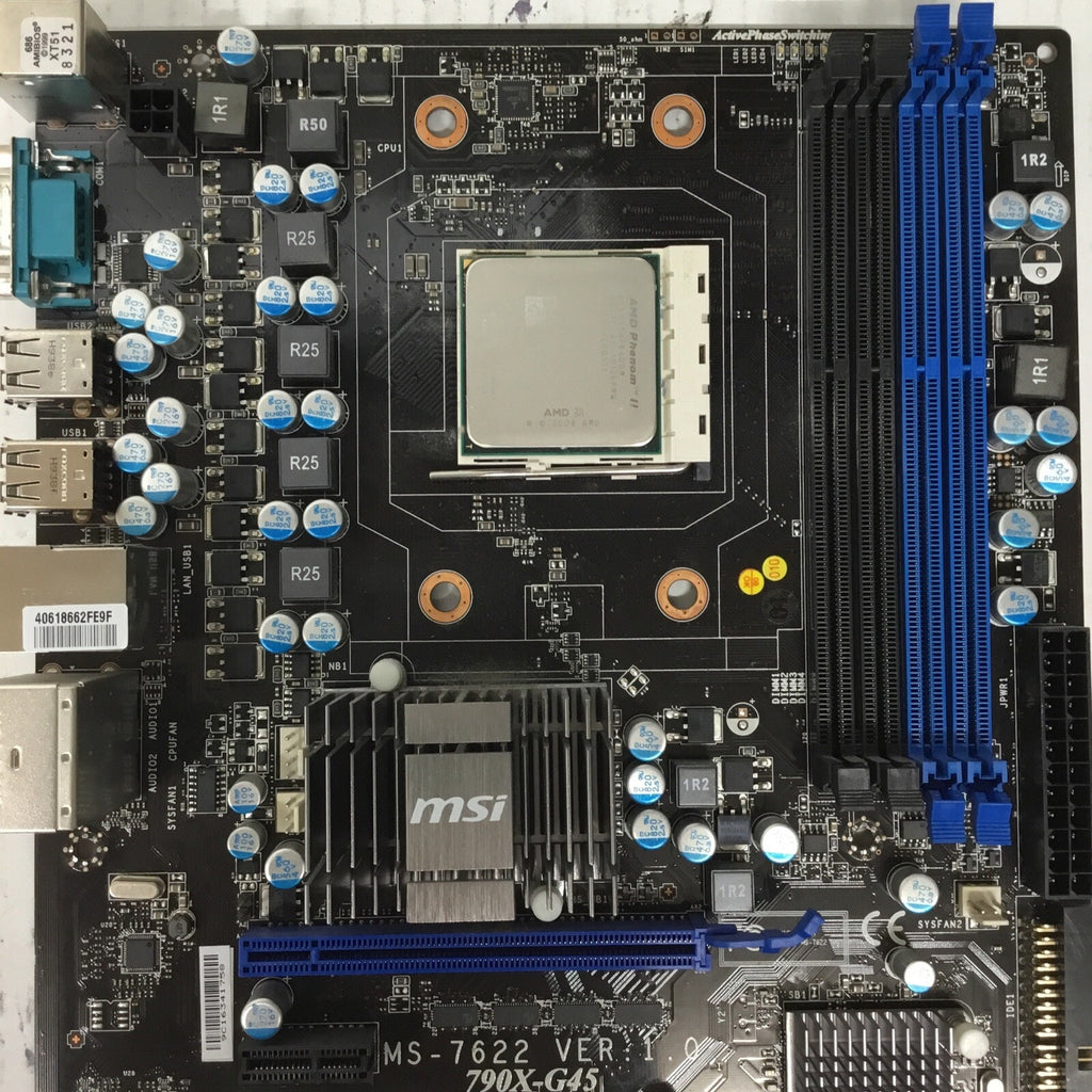 MSI ATX Motherboard 790X-G45 MS-7622 W/ AMD Phenom II & IO Shield