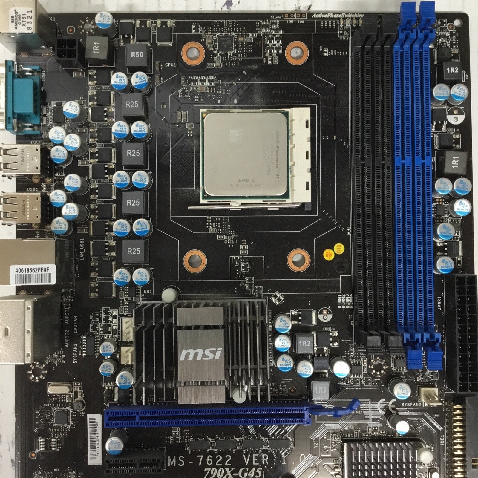 MSI ATX Motherboard 790X-G45 MS-7622 W/ AMD Phenom II & IO Shield