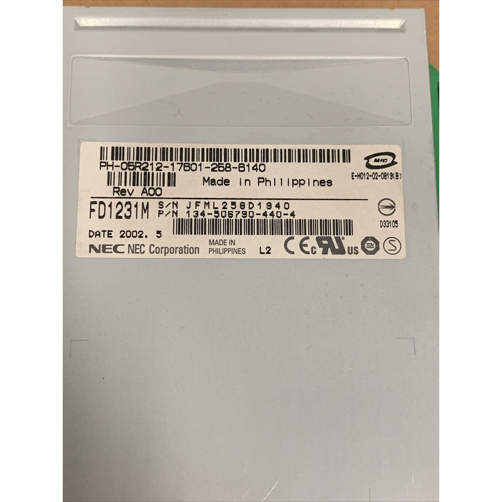 Dell 5R212 W7374 NEC FD1231M Internal 3.5" Floppy Drive With Green Rails