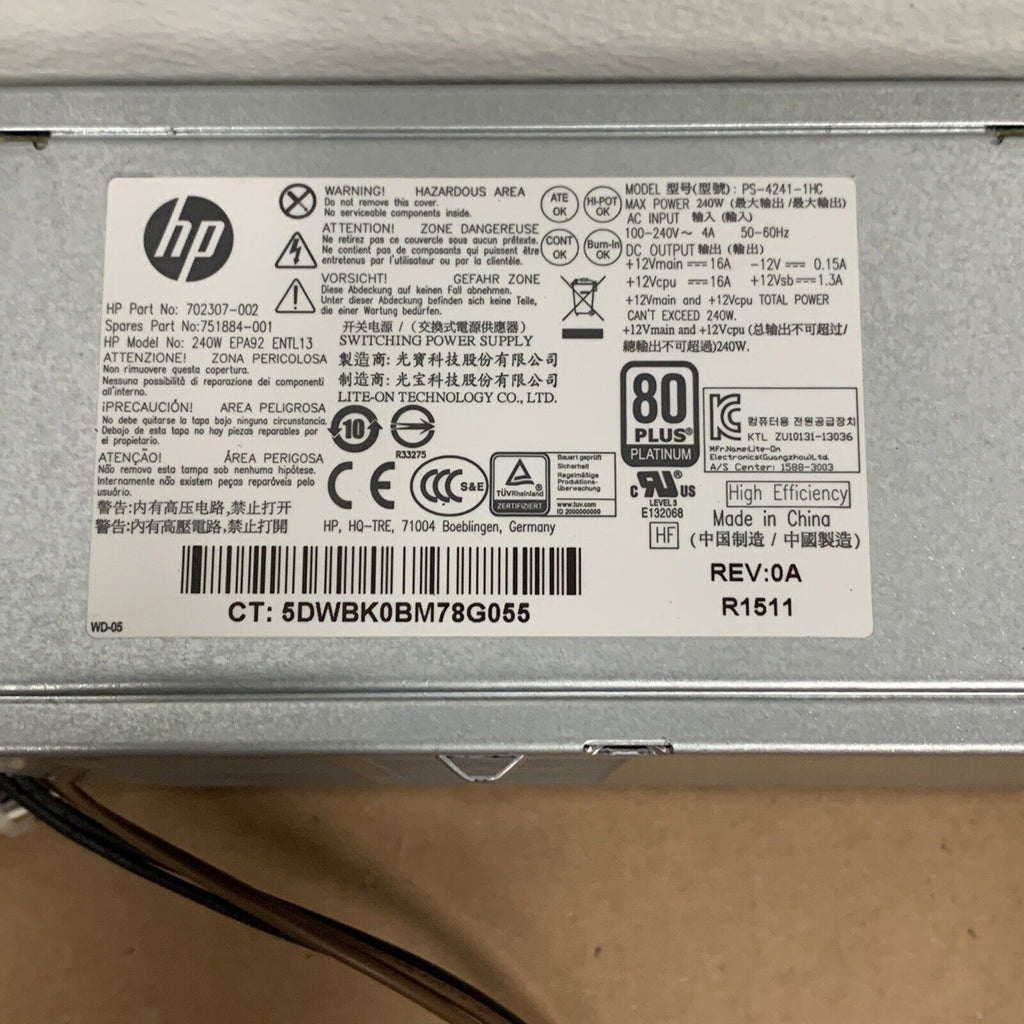HP 702307-002 - 751884-001 - 240W Power Supply - ProDesk G1 SFF - PS-4241-1HC