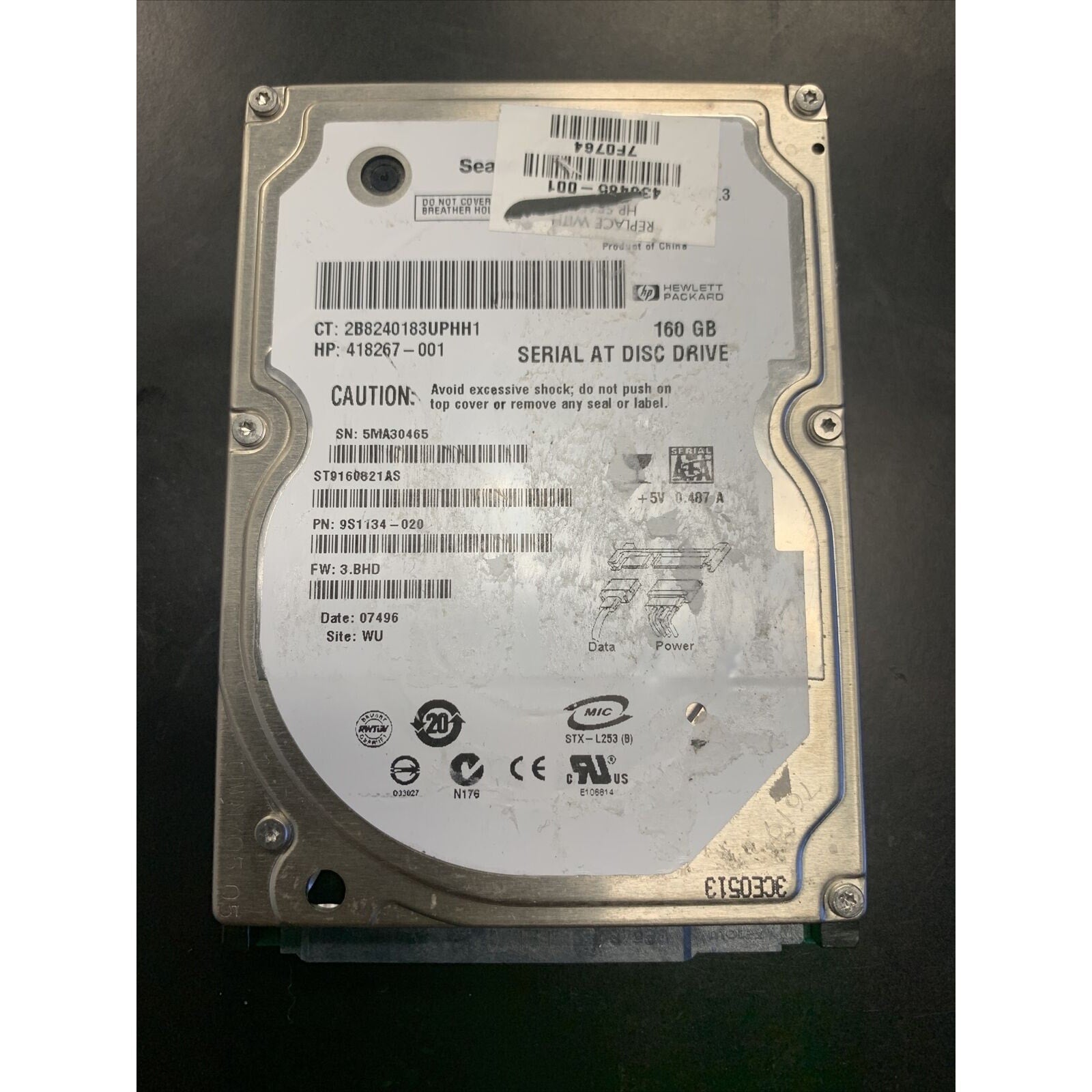 Seagate ST9160821AS 160GB 5400RPM 2.5" SATA Hard Drive - 9S1134-020