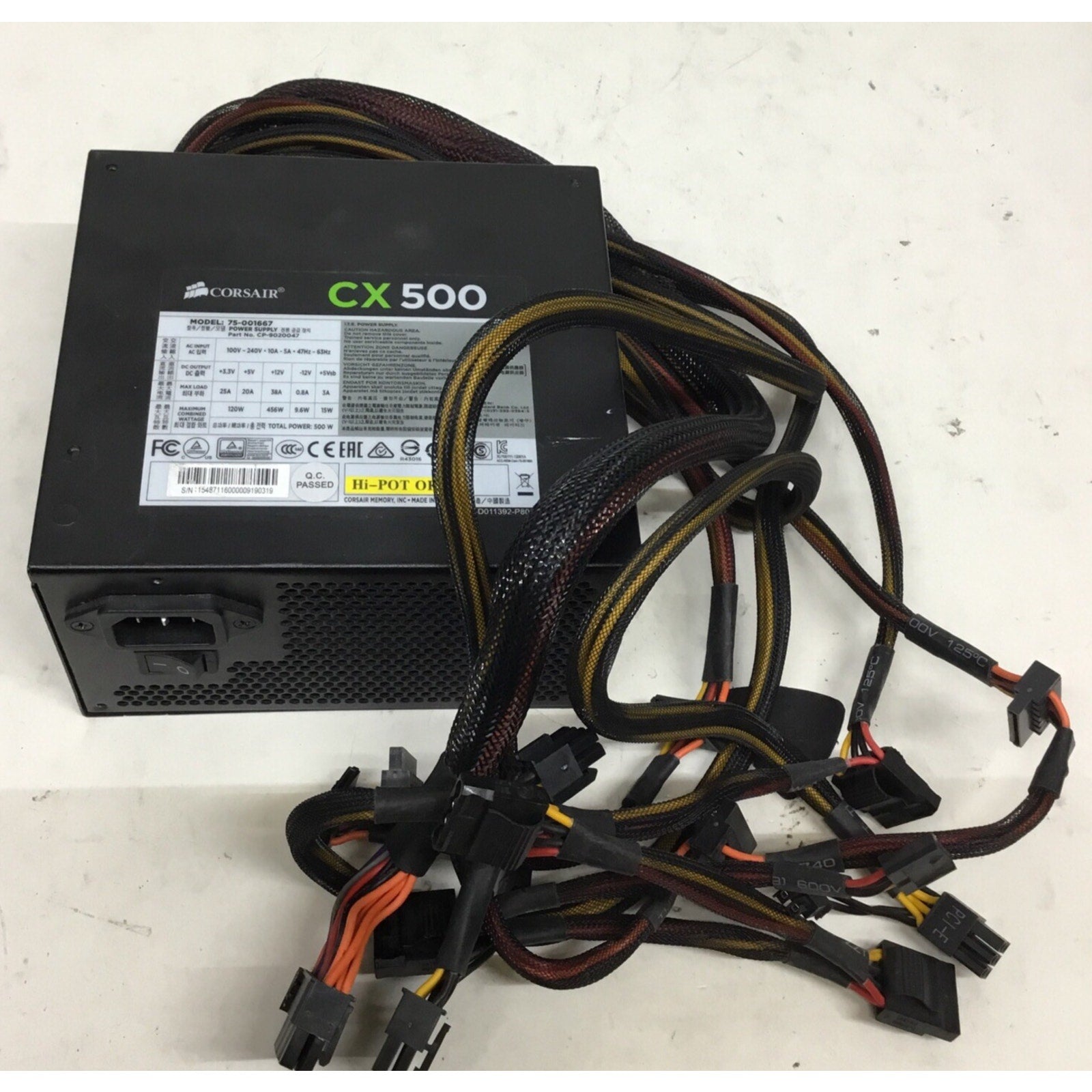 Corsair CX500 500W Desktop Power Supply PSU 75-001667